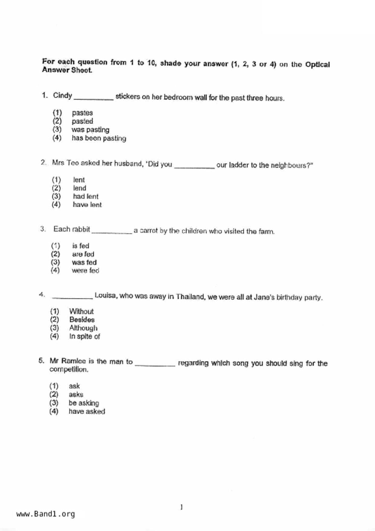 P5English試卷