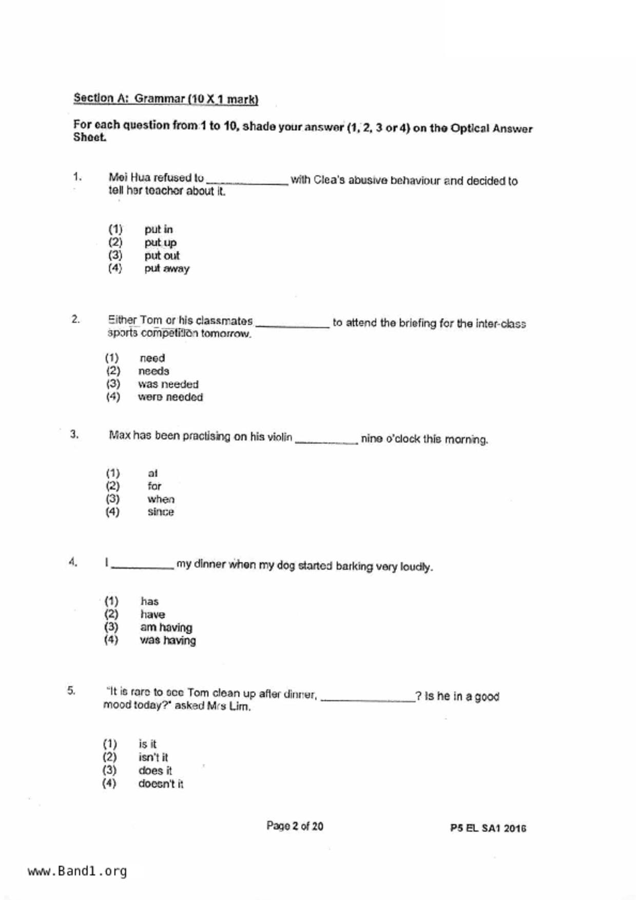 P5English試卷