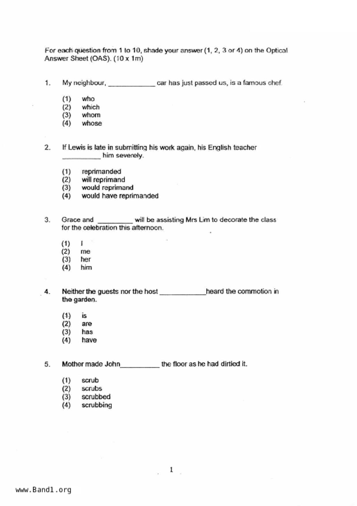 P5English試卷