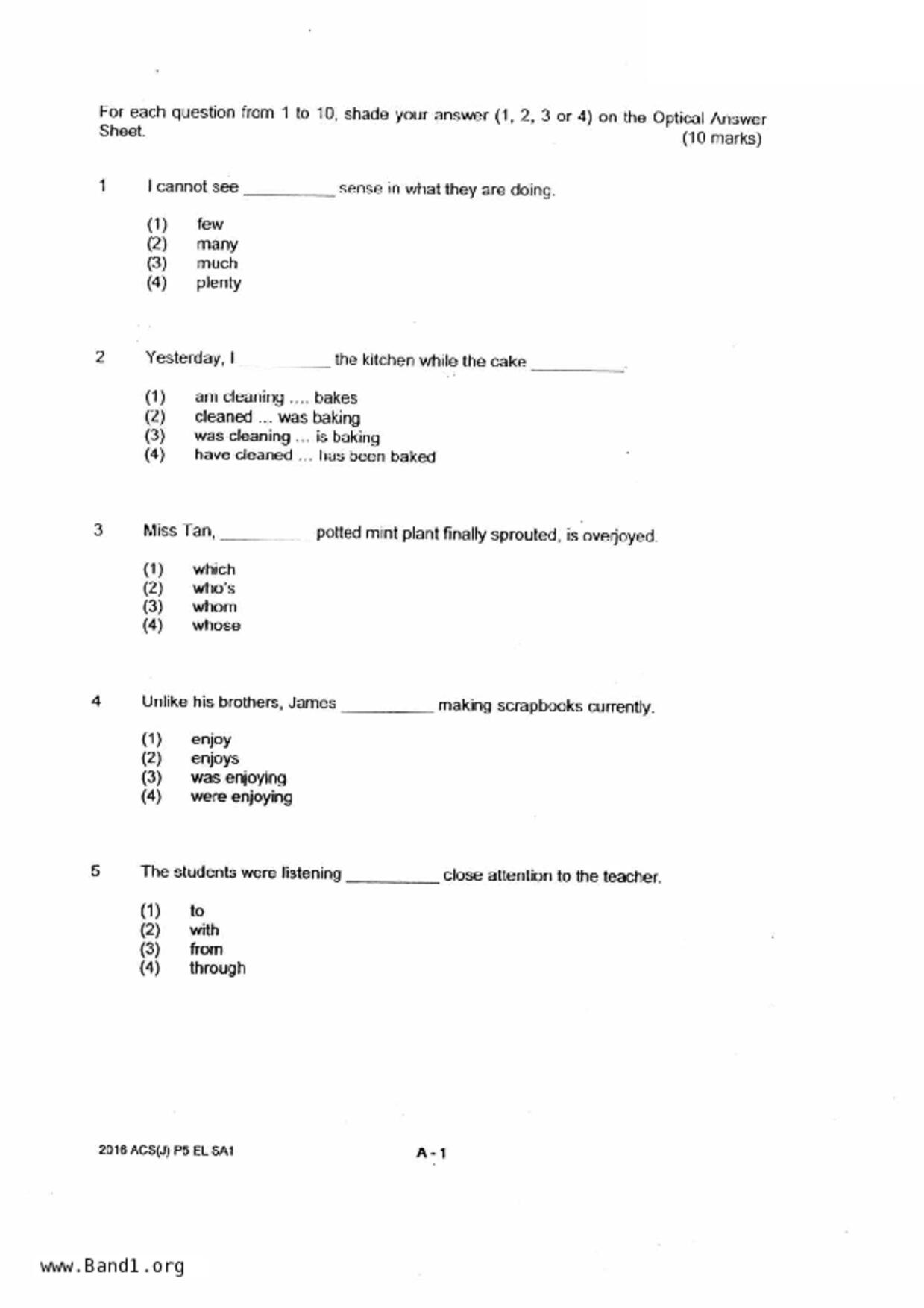 P5English試卷
