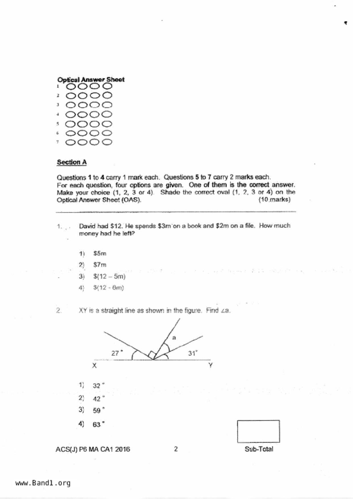 P6Maths試卷