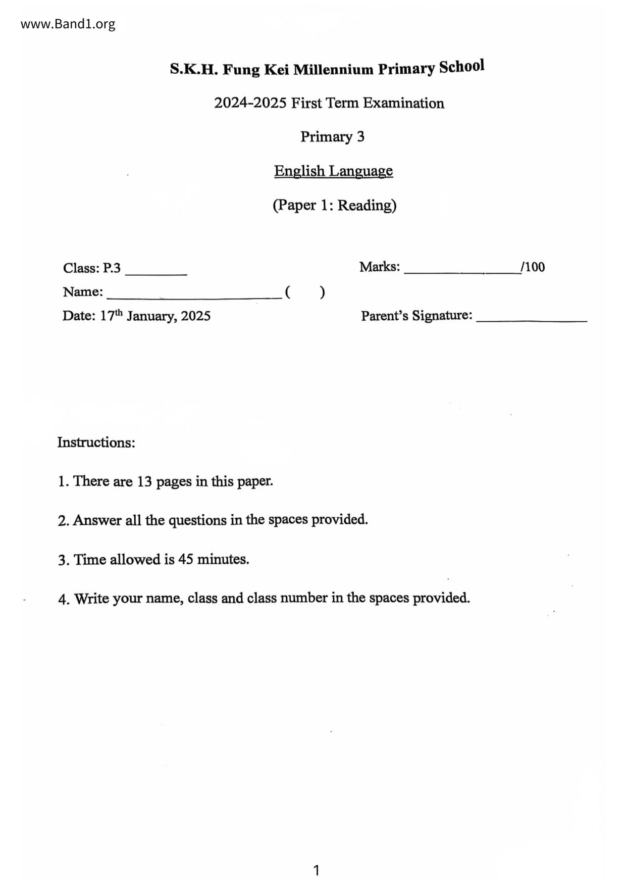 P3English試卷