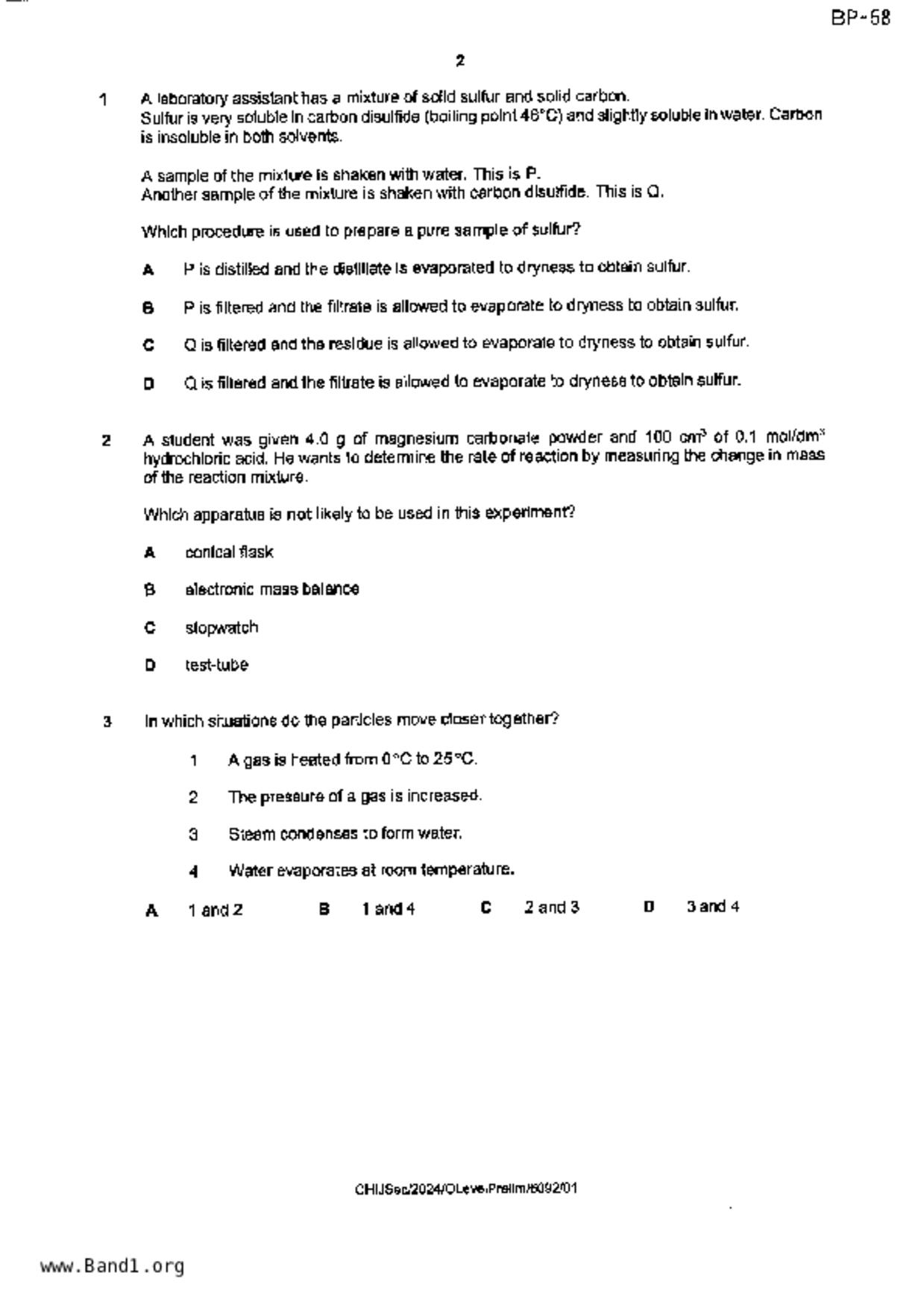 S5Pure Chemistry試卷