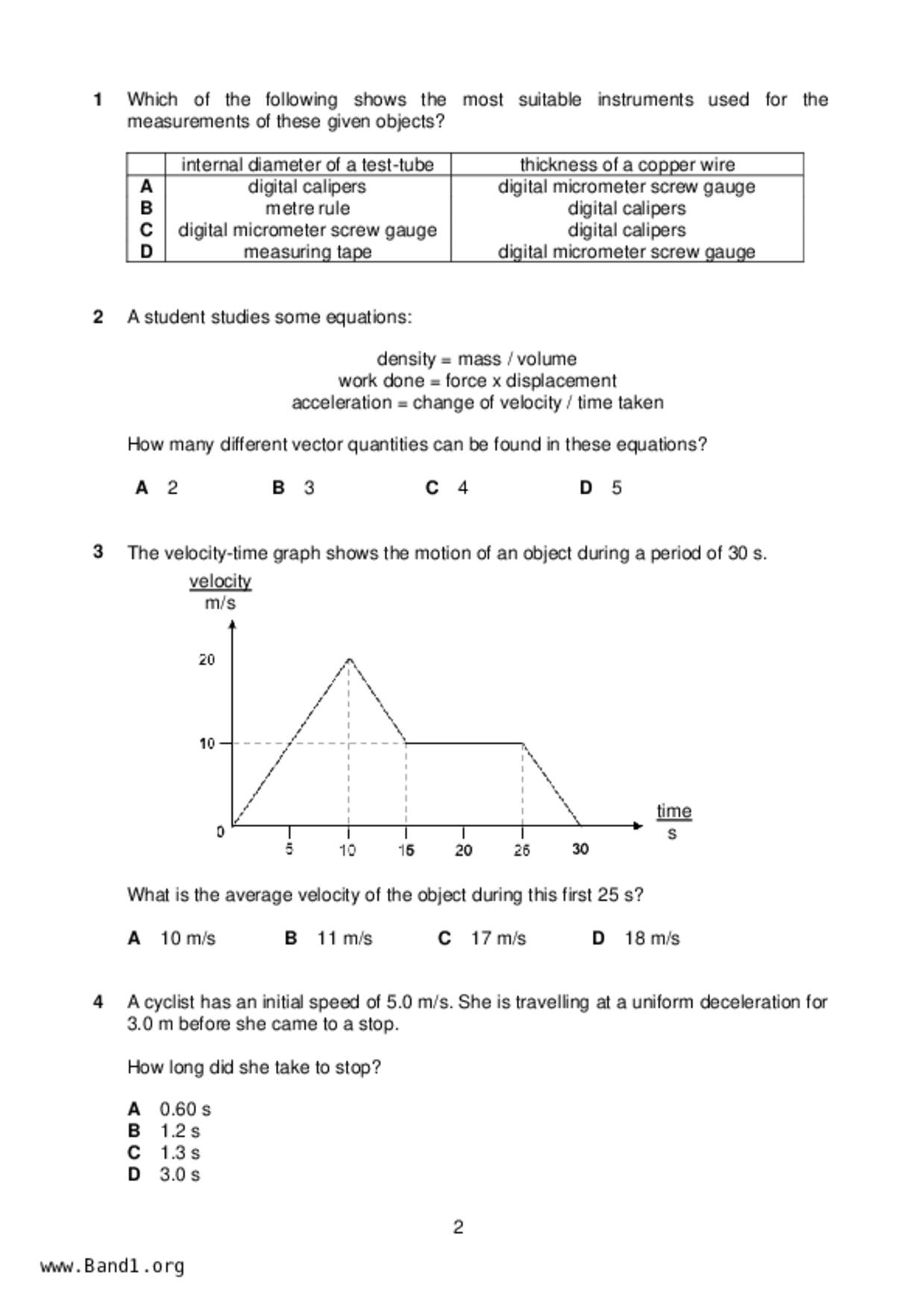 S5Pure Physics試卷