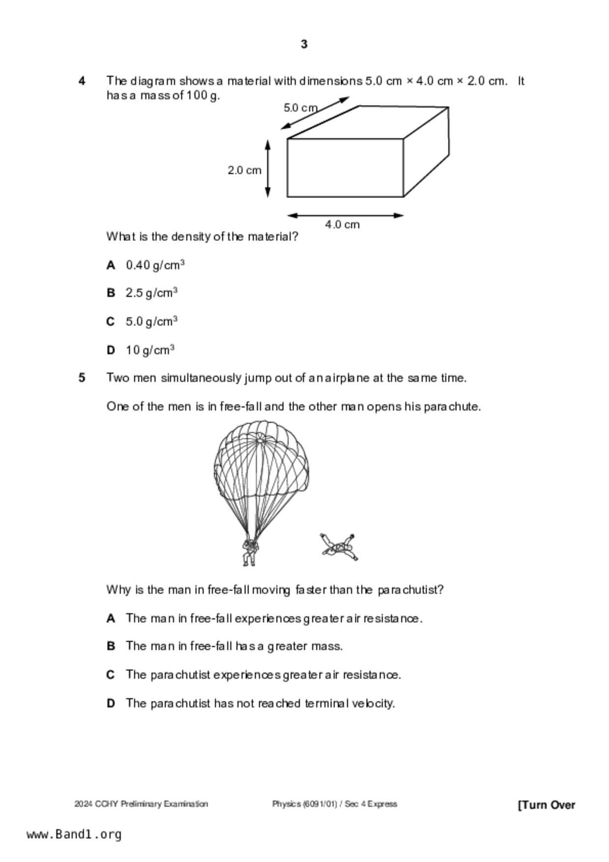 S5Pure Physics試卷