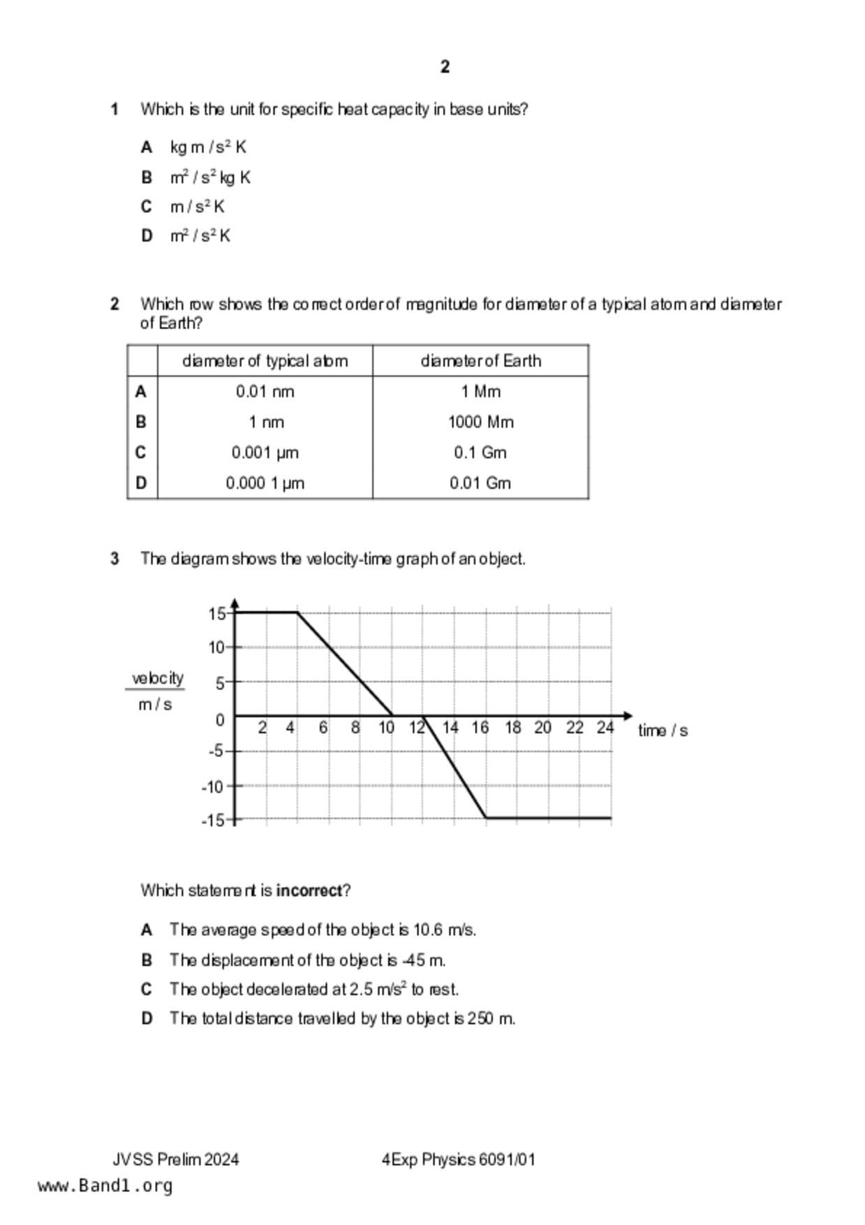 S5Pure Physics試卷