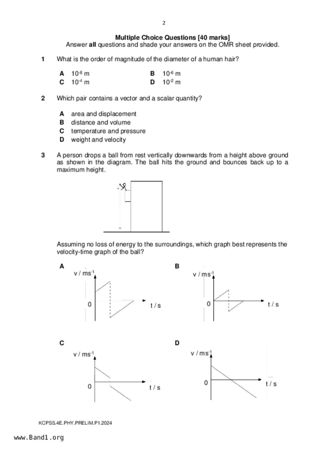 S5Pure Physics試卷