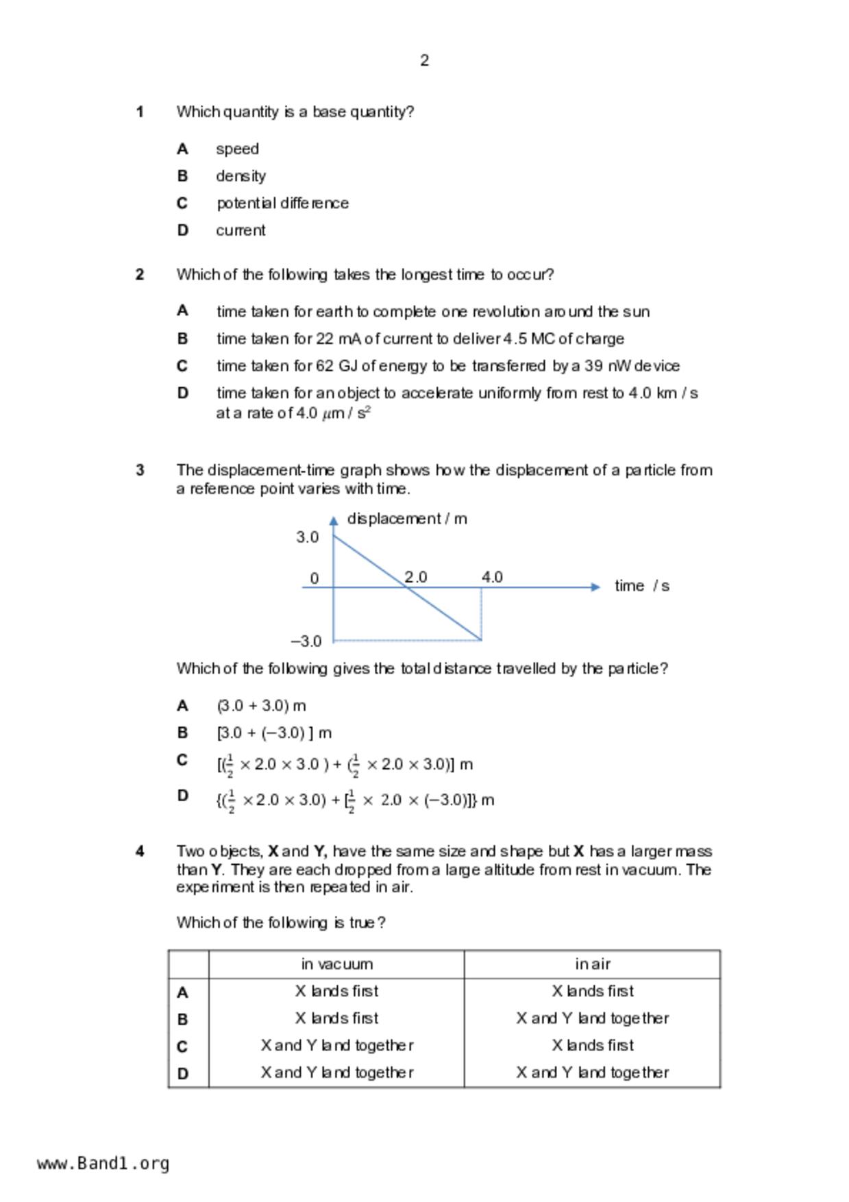 S5Pure Physics試卷