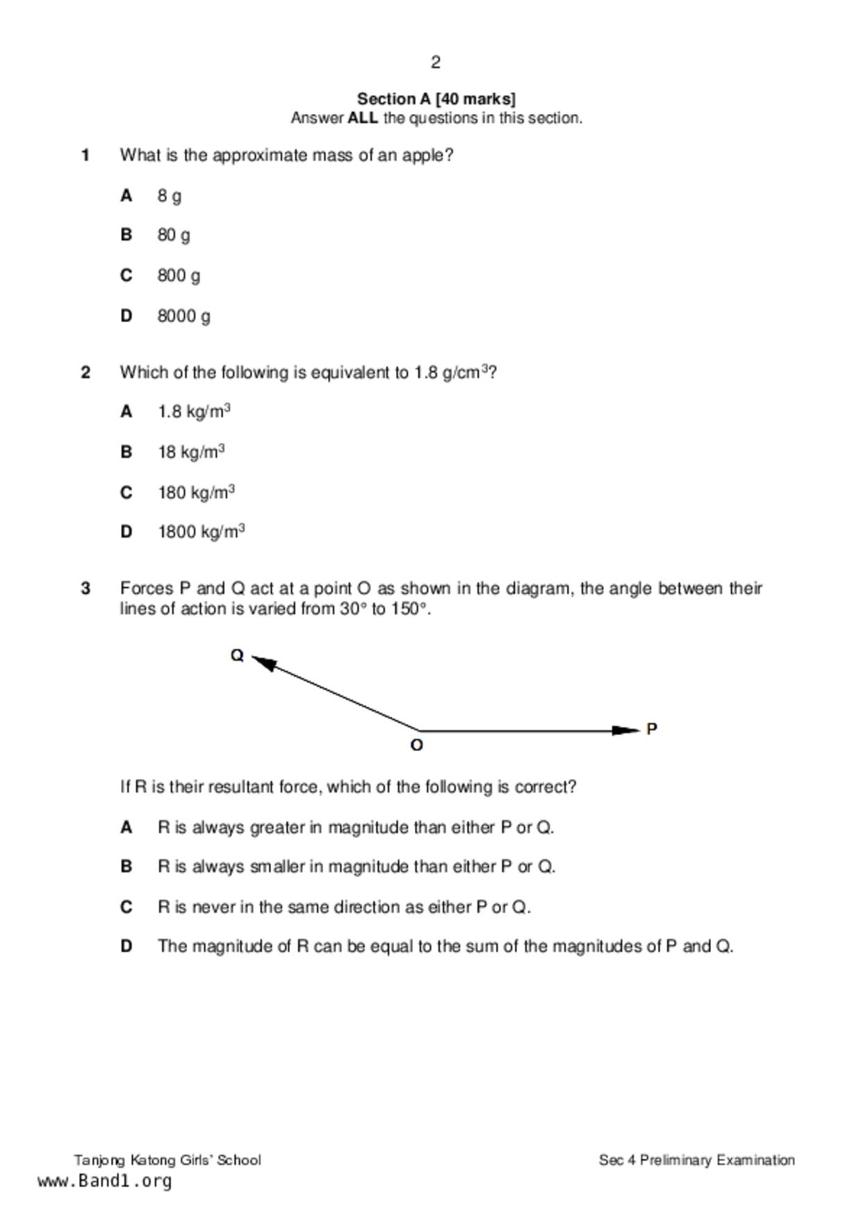 S5Pure Physics試卷