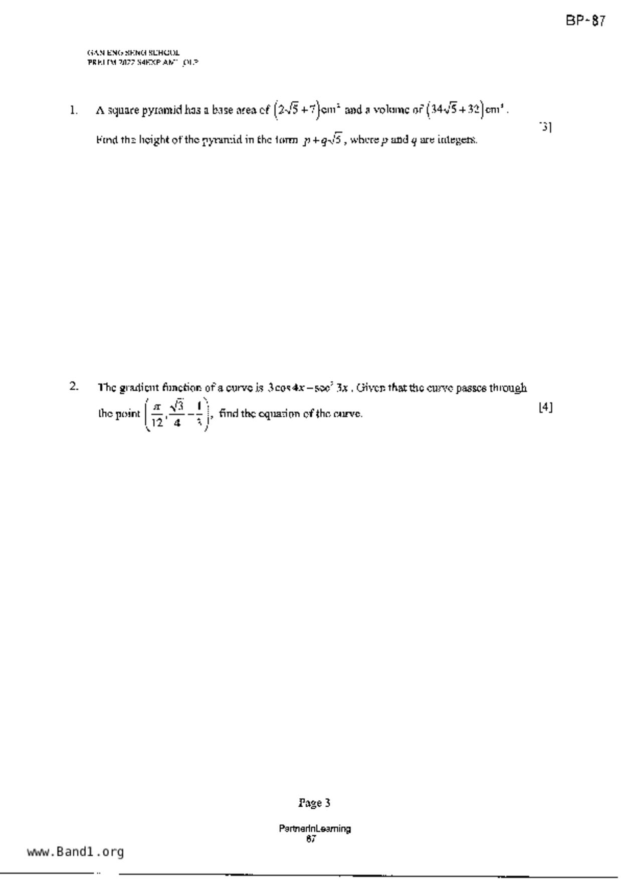 S5A Math試卷