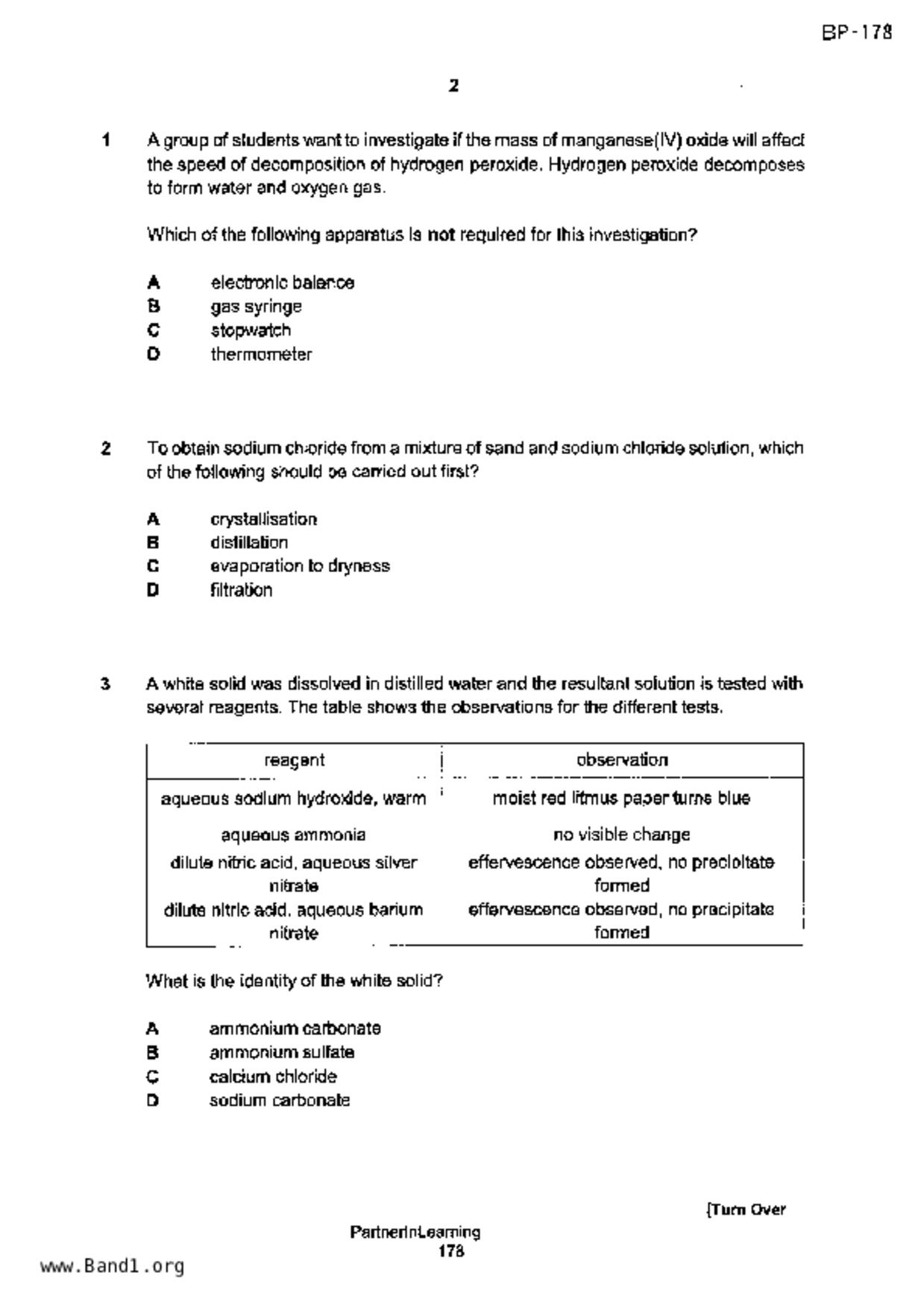 S5Science Chemistry試卷