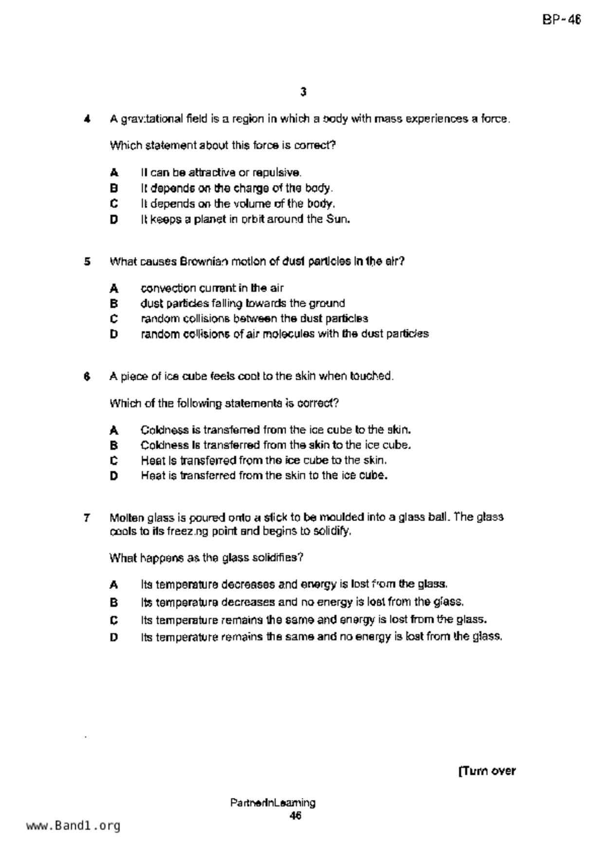 S5Science Physics試卷