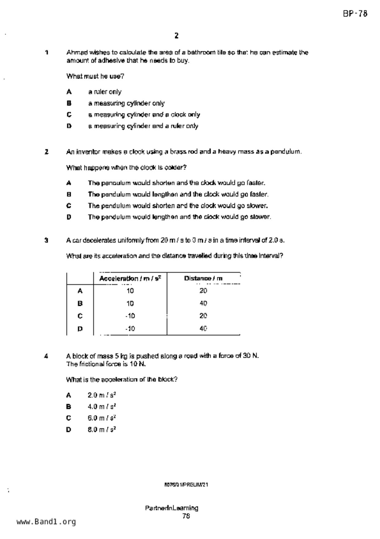S5Science Physics試卷