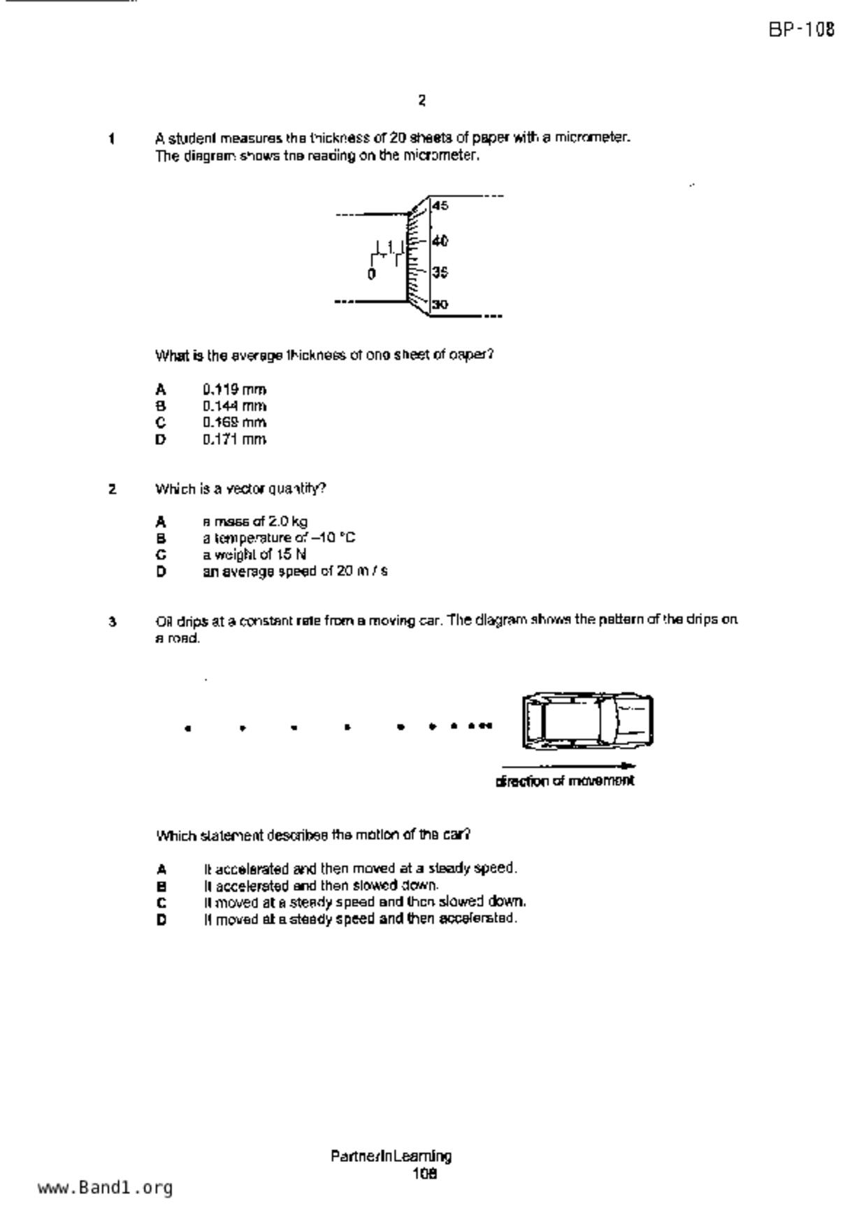 S5Science Physics試卷