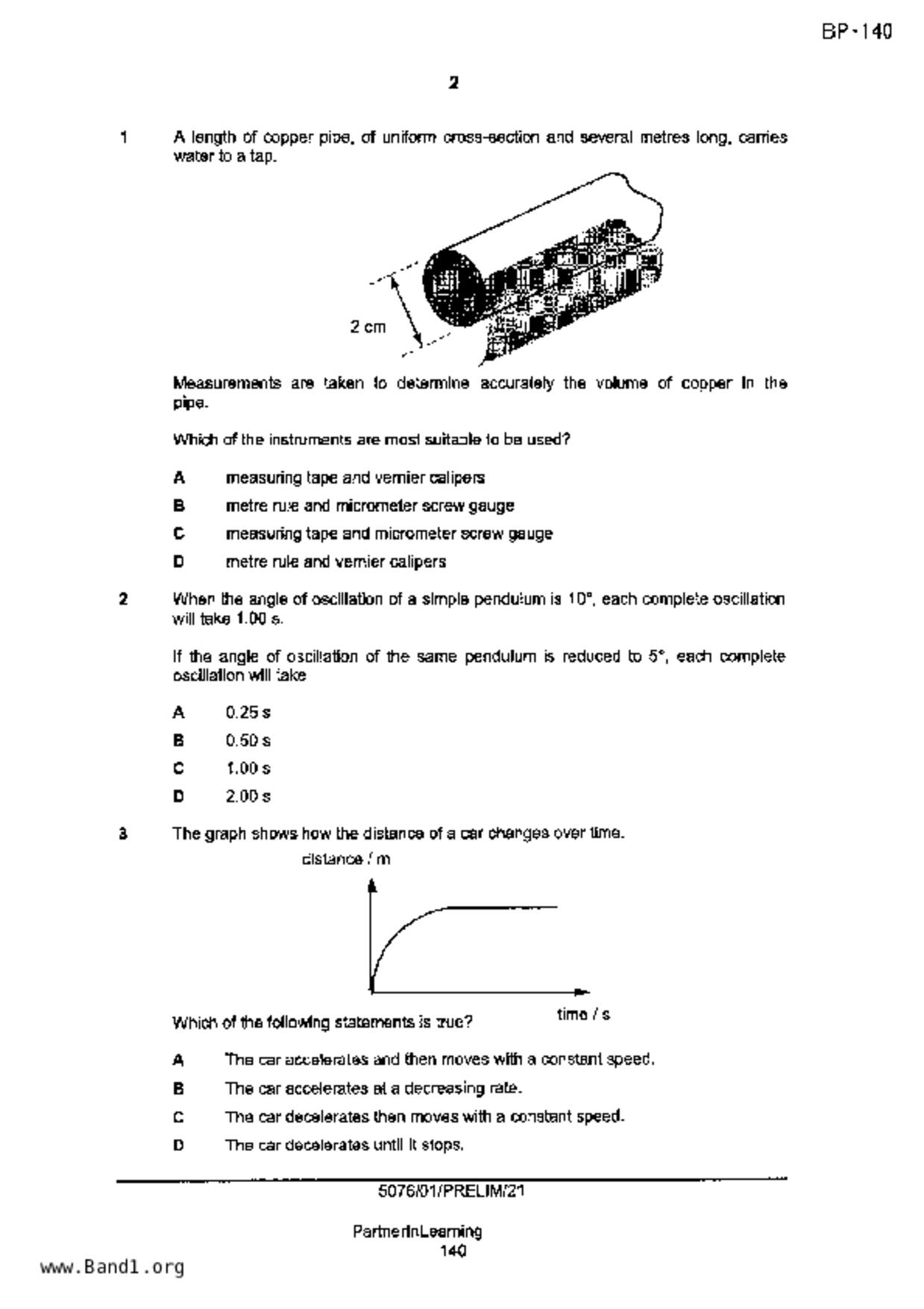 S5Science Physics試卷