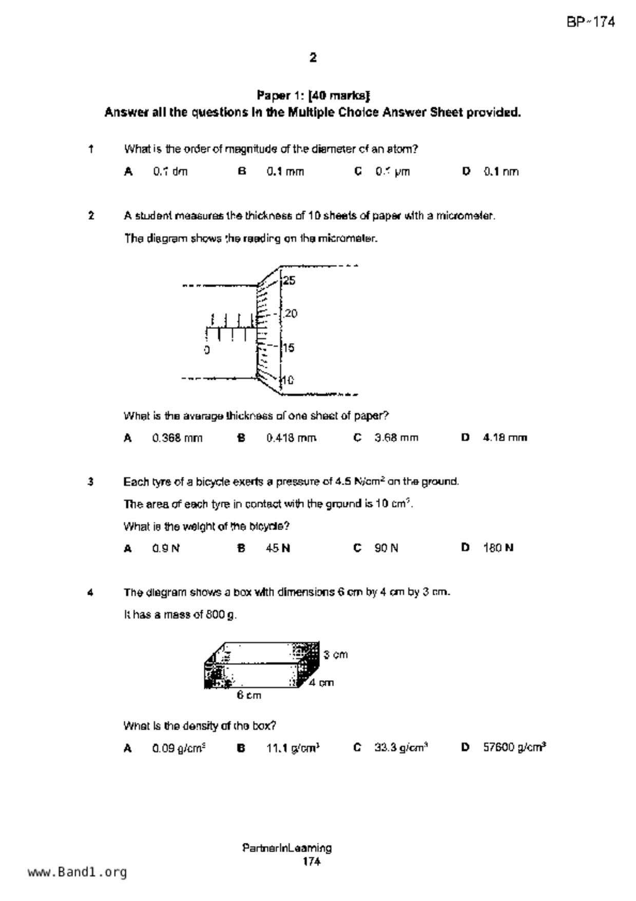 S5Science Physics試卷