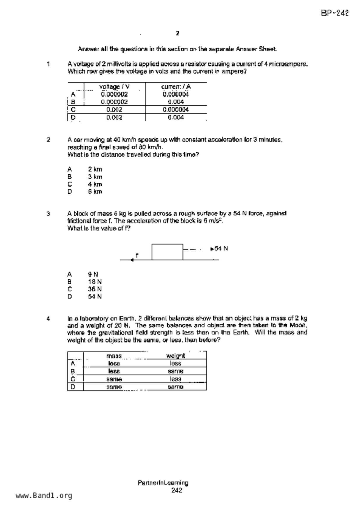 S5Science Physics試卷