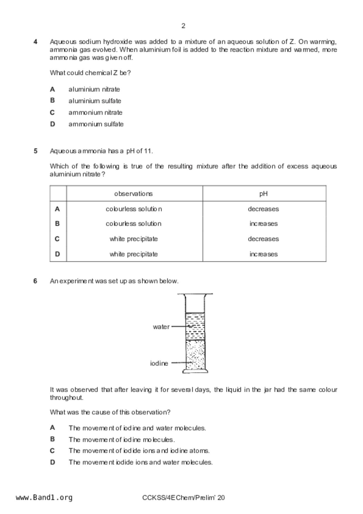S5Pure Chemistry試卷