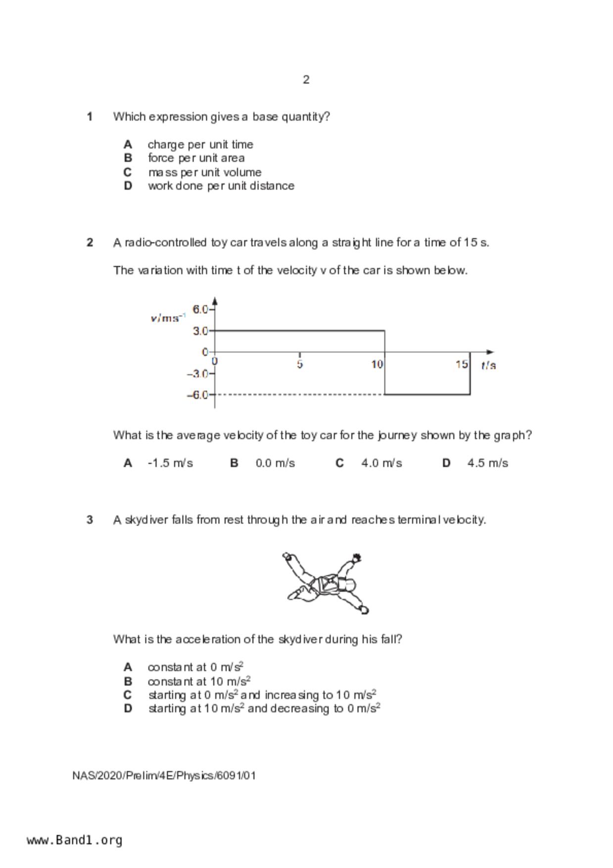 S5Pure Physics試卷