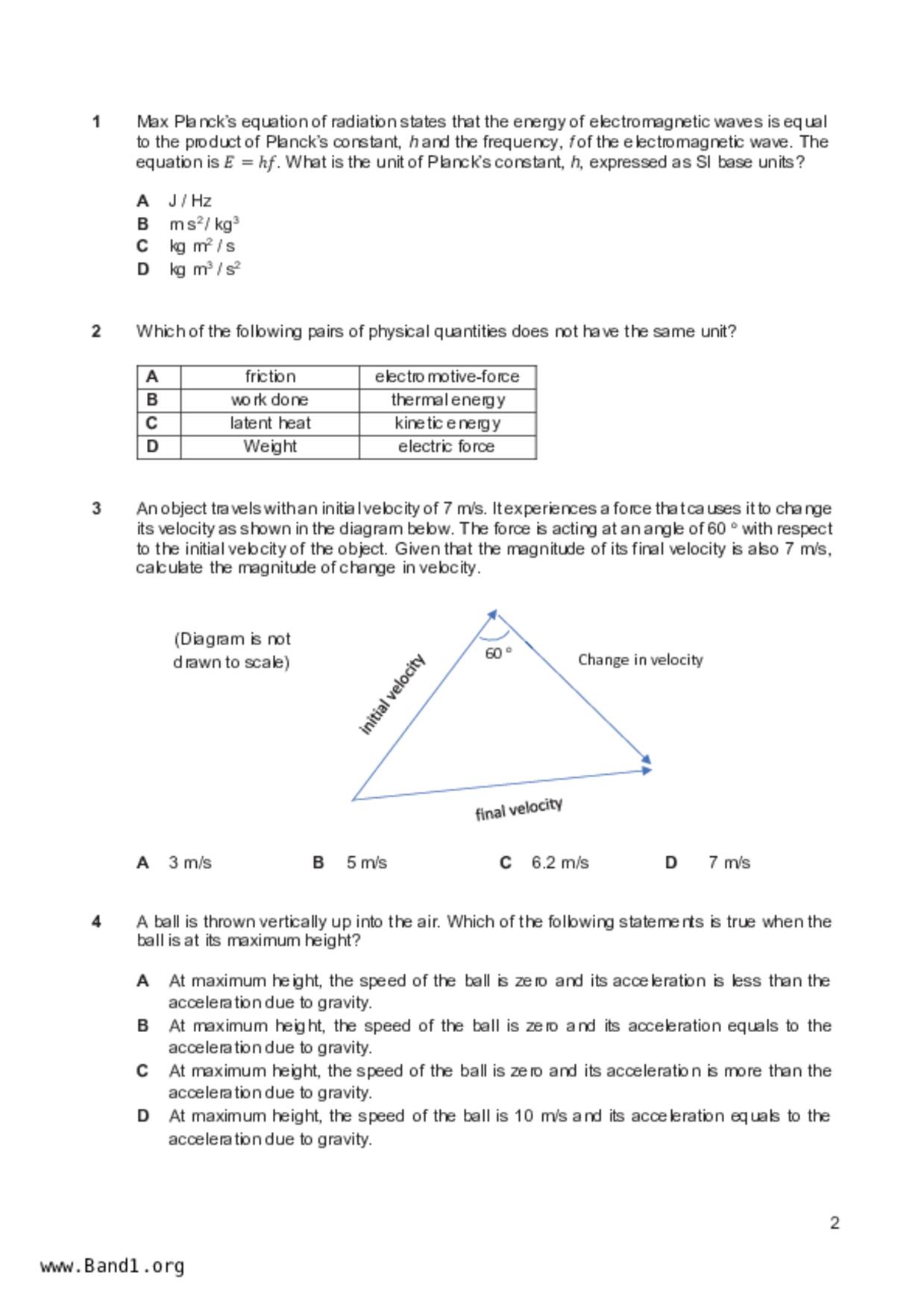 S5Pure Physics試卷
