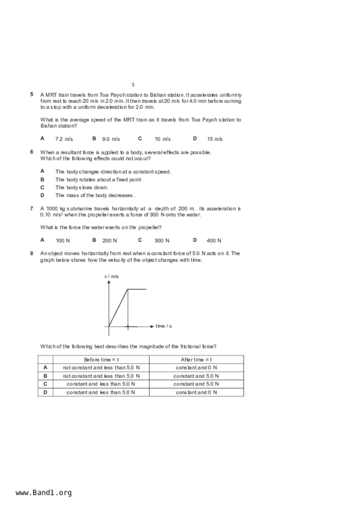 S5Pure Physics試卷