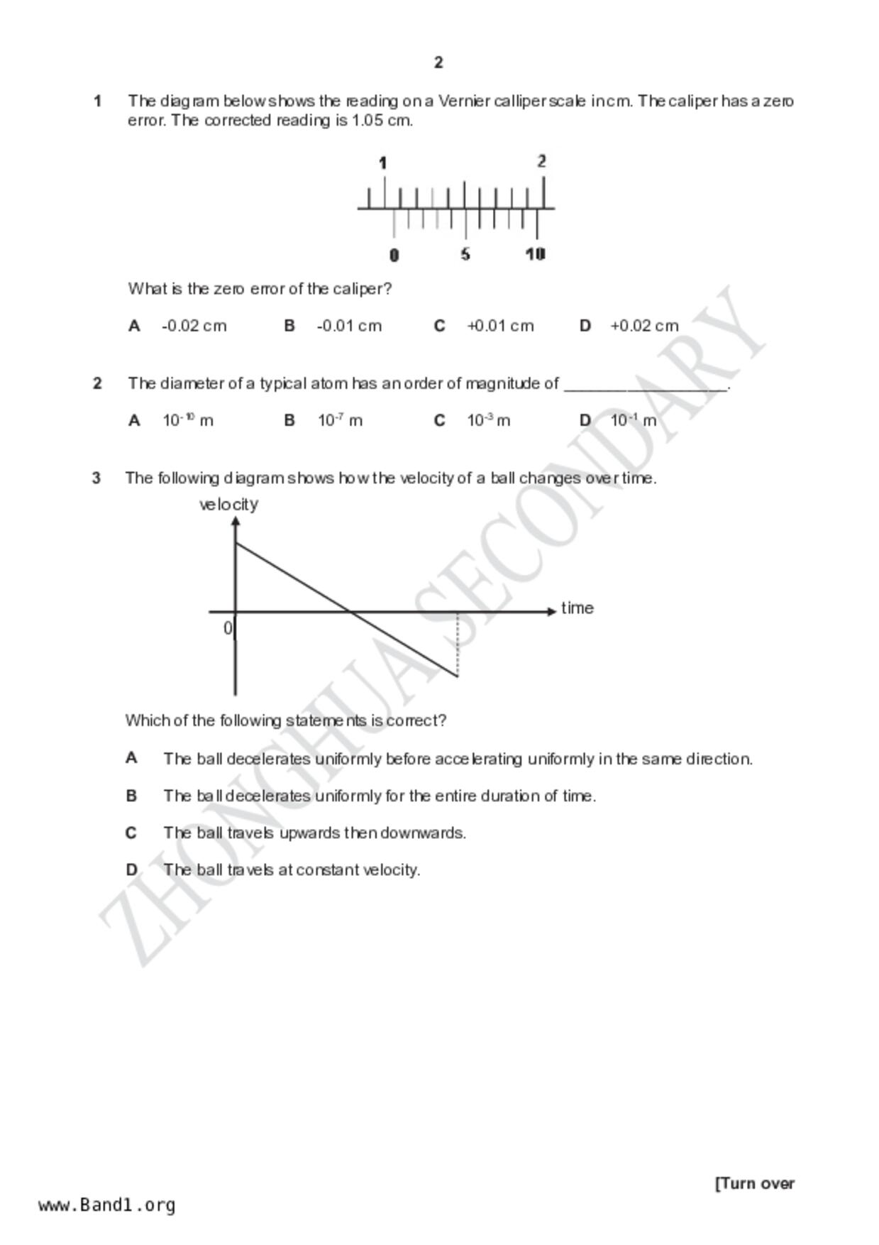 S5Pure Physics試卷