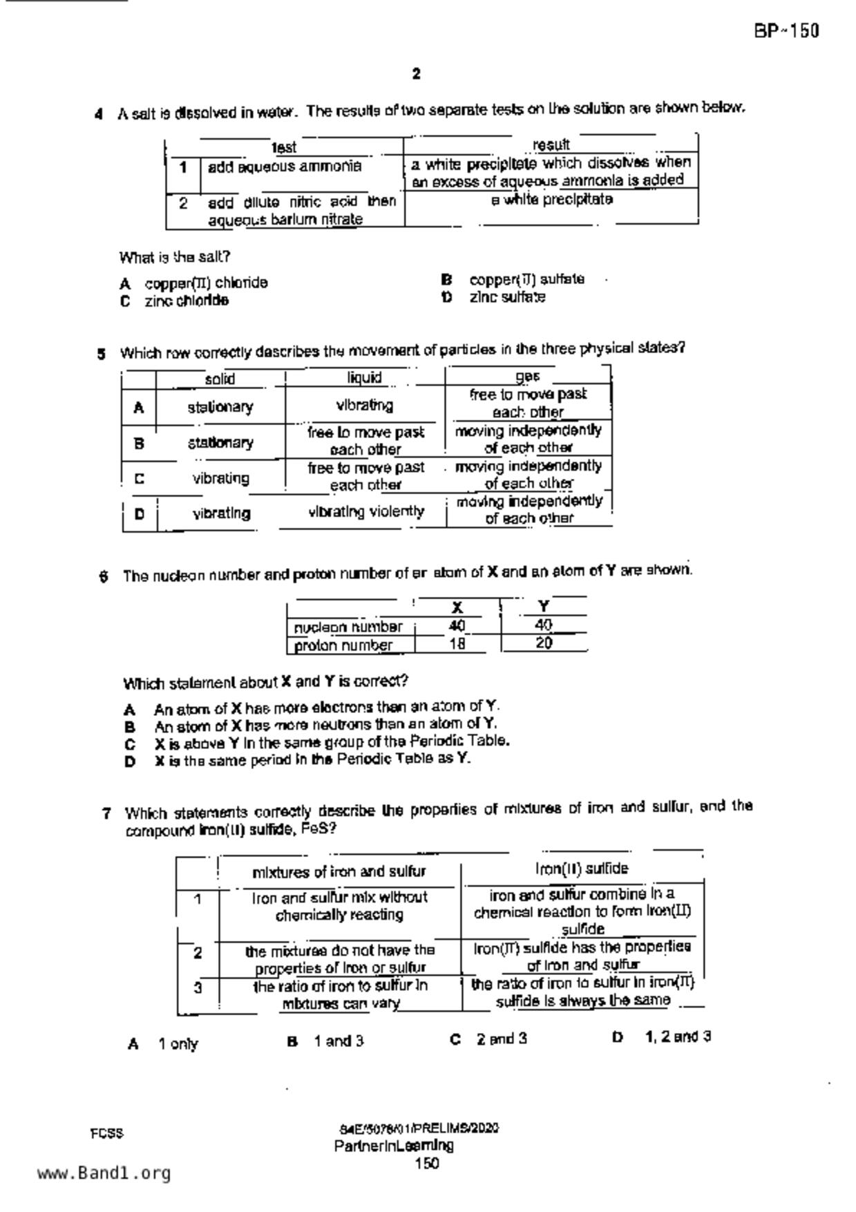 S5Science Chemistry試卷