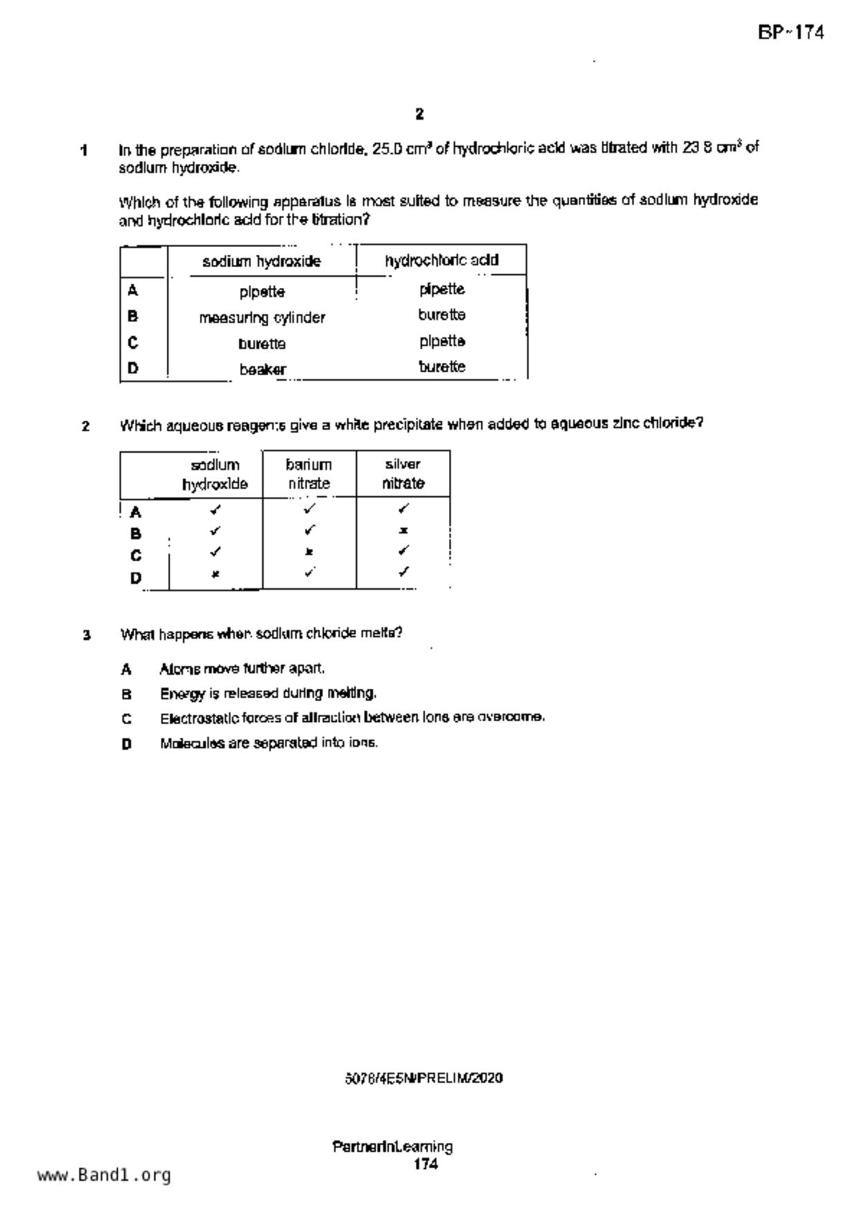 S5Science Chemistry試卷