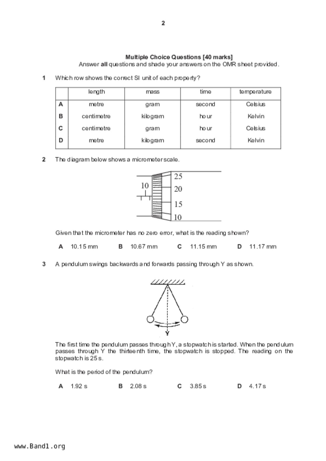 S5Science Physics試卷