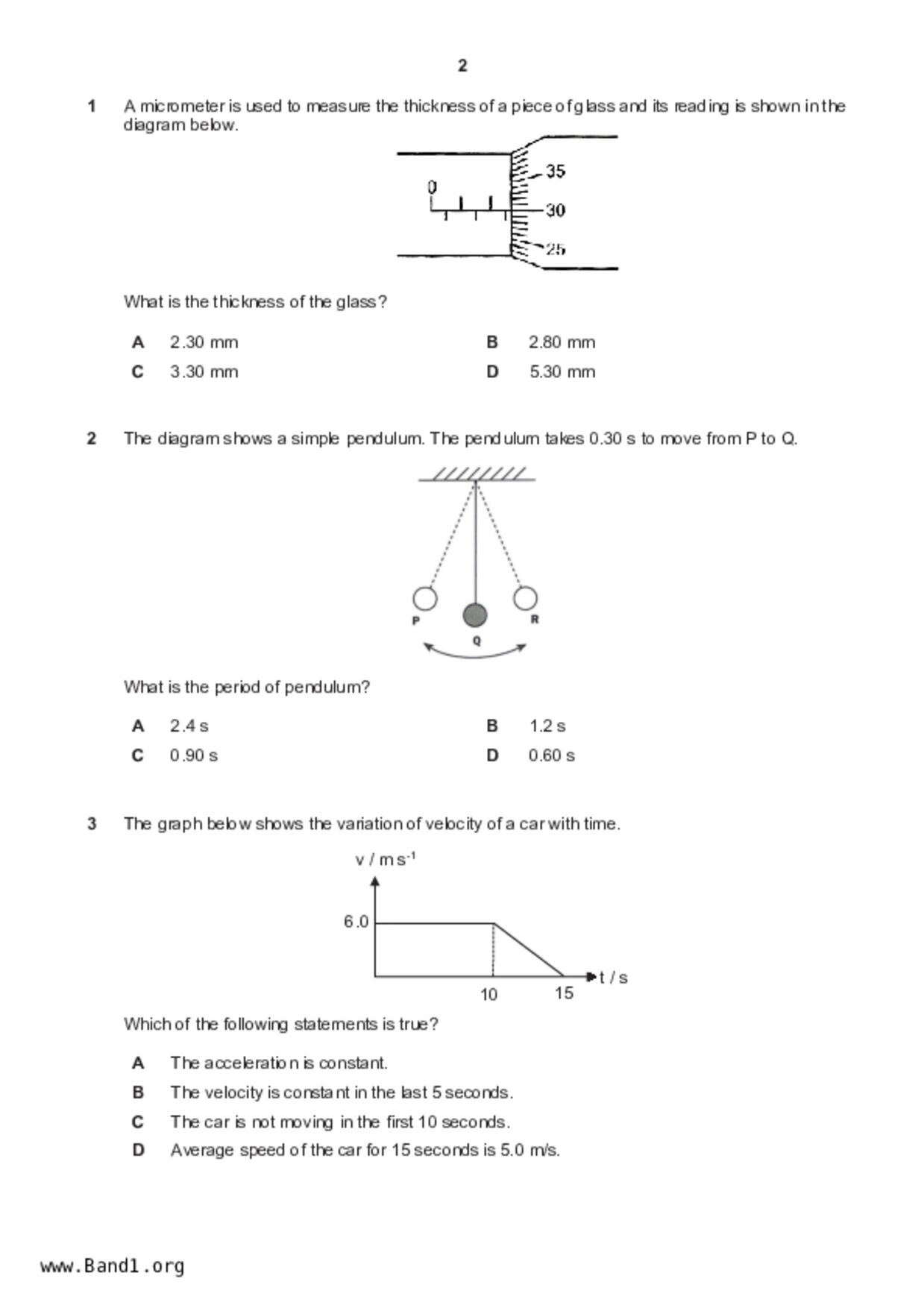 S5Science Physics試卷
