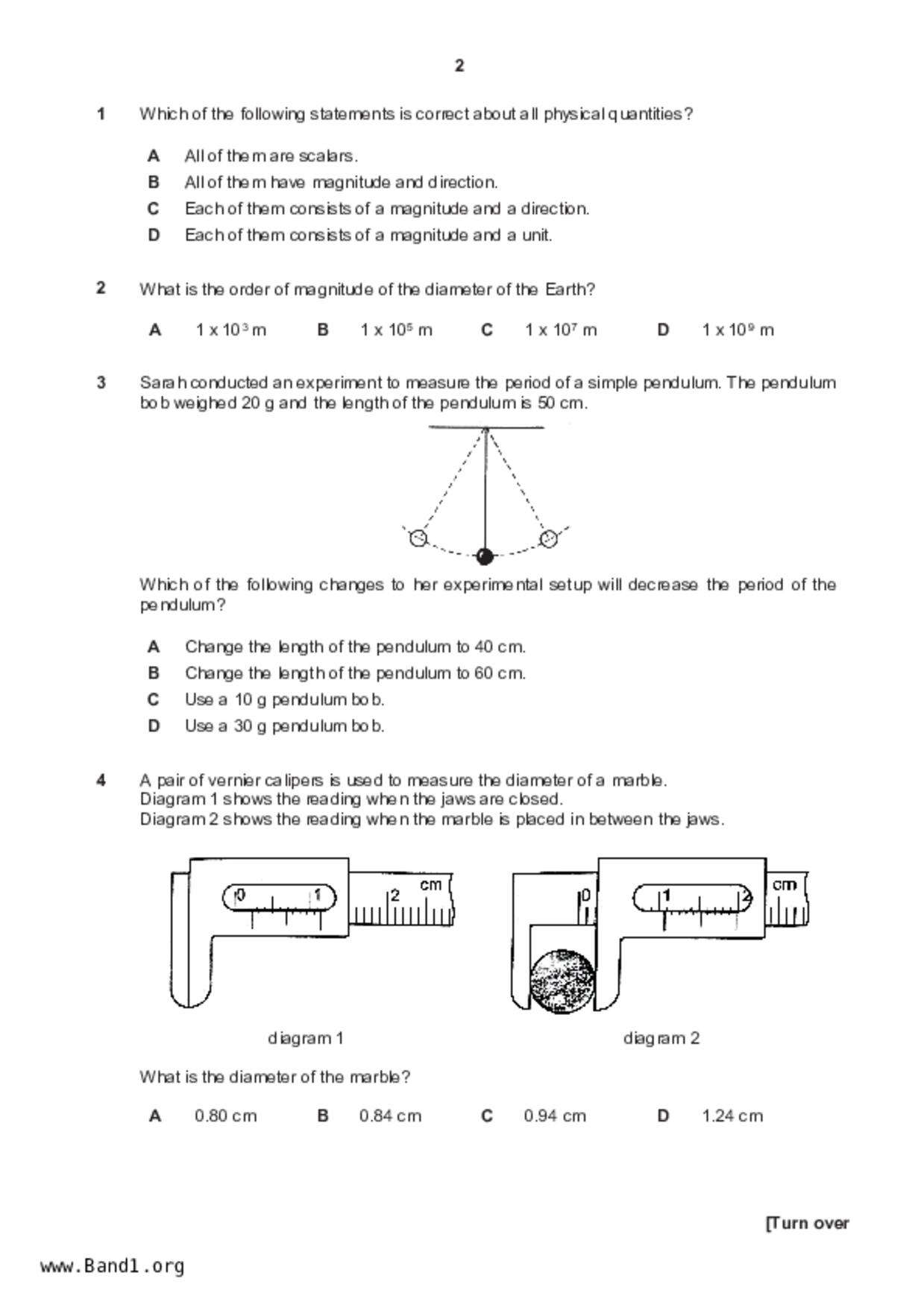 S5Science Physics試卷