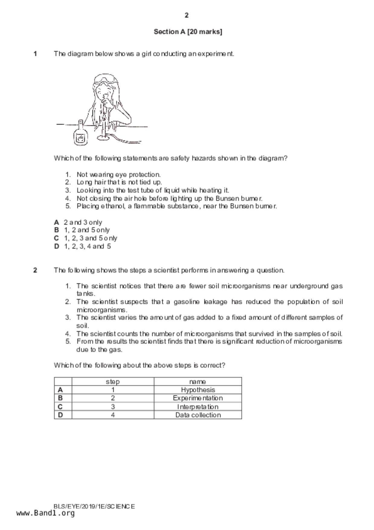 S1Science試卷