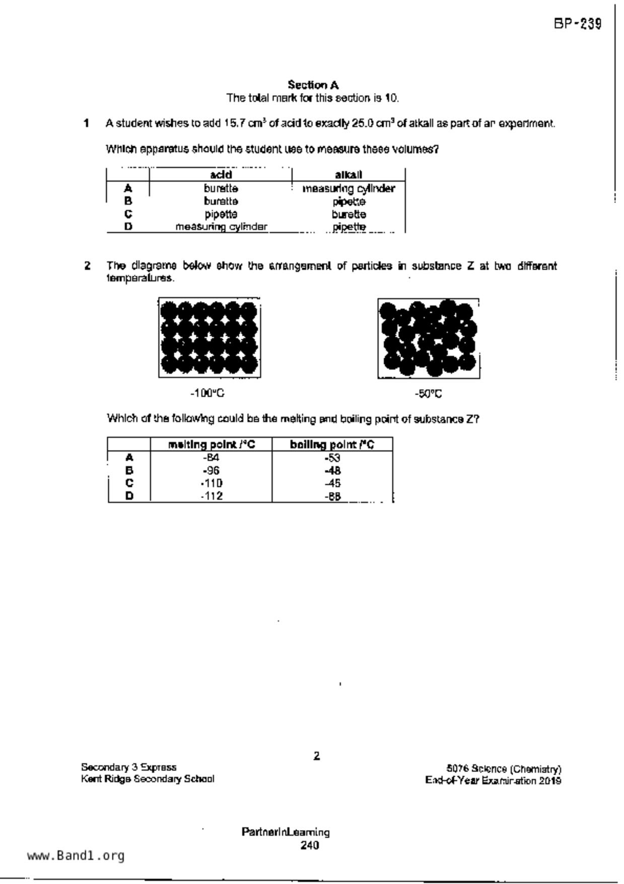S3Science Chemistry試卷