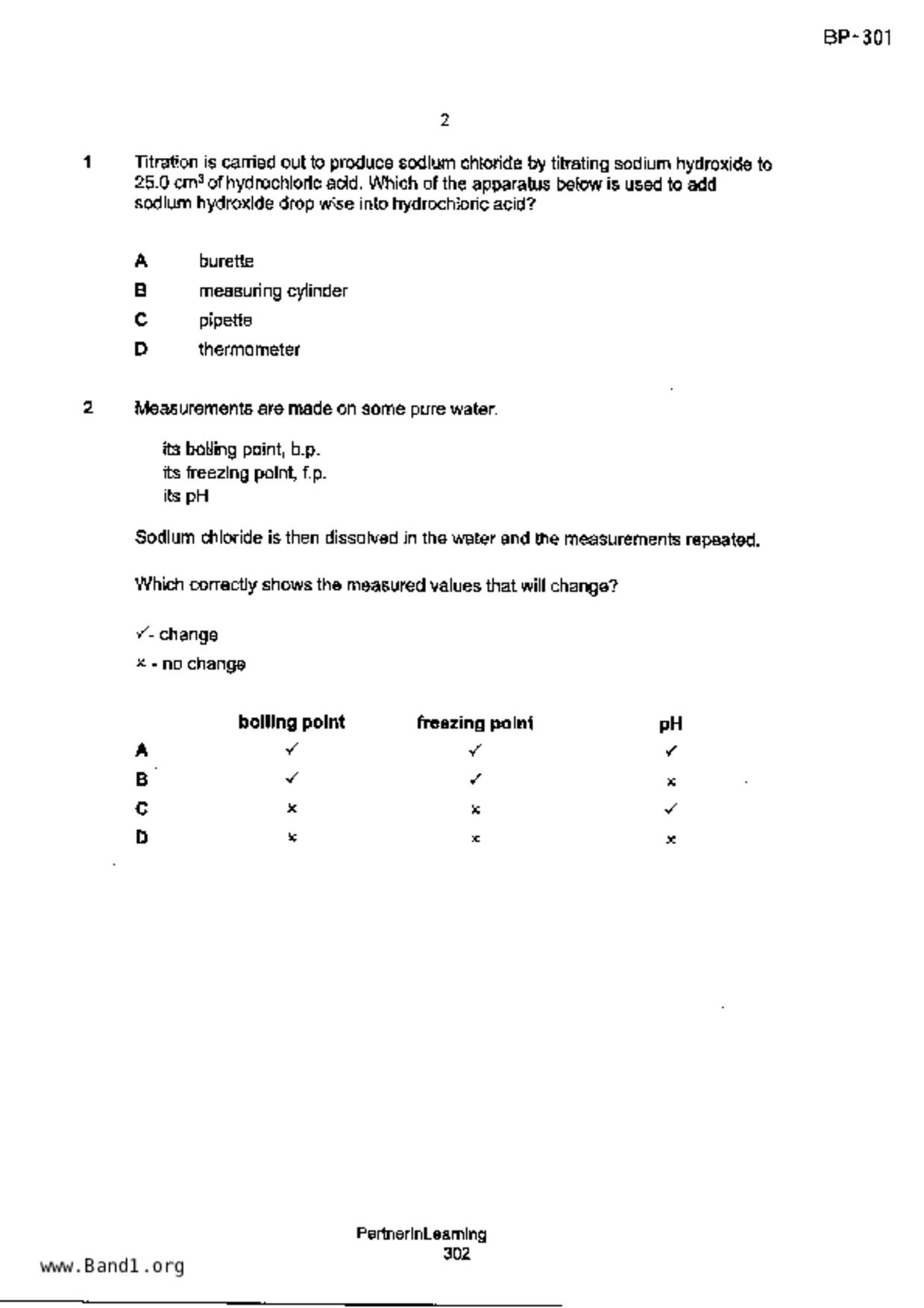 S3Science Chemistry試卷