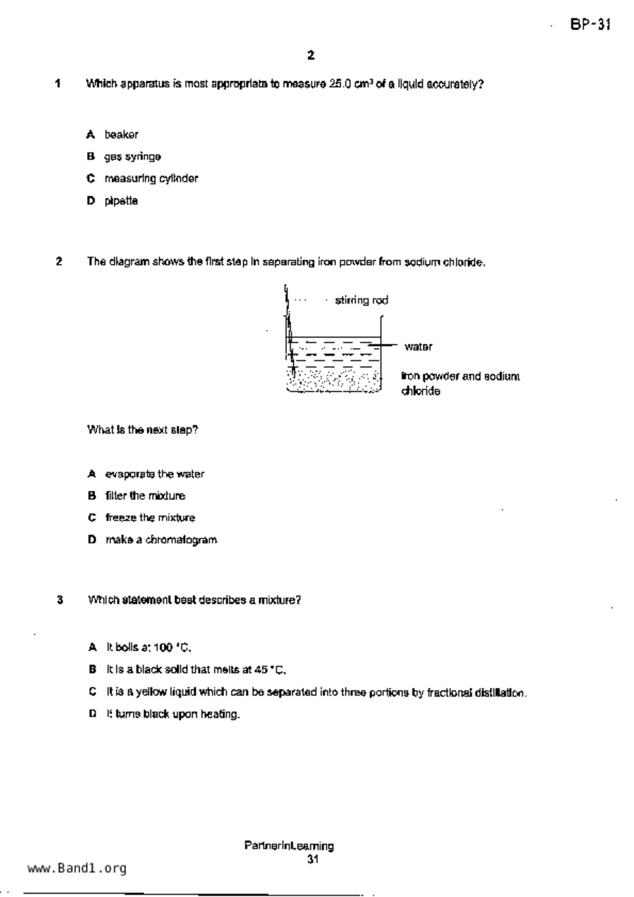 S3Science Chemistry試卷