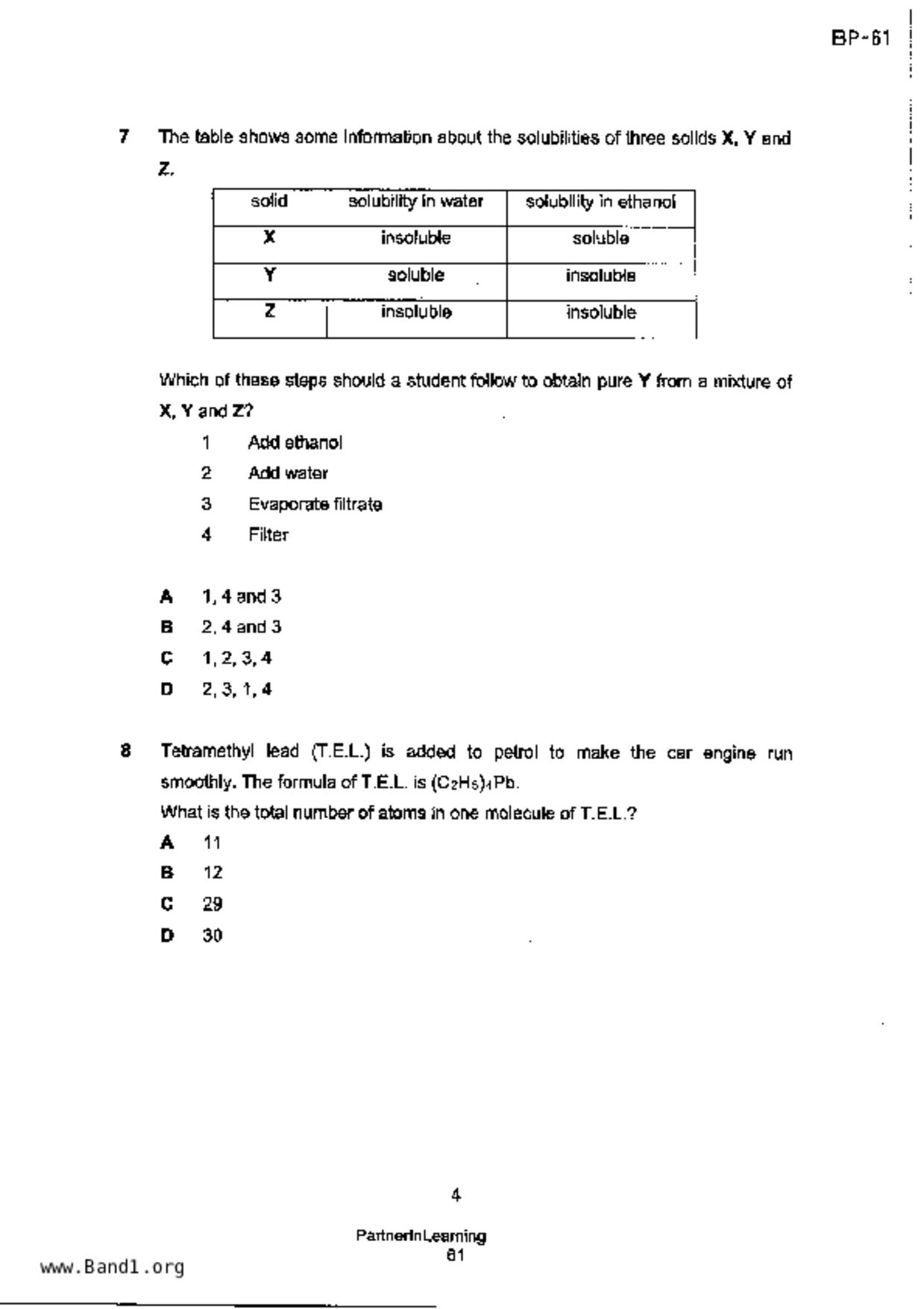 S3Science Chemistry試卷