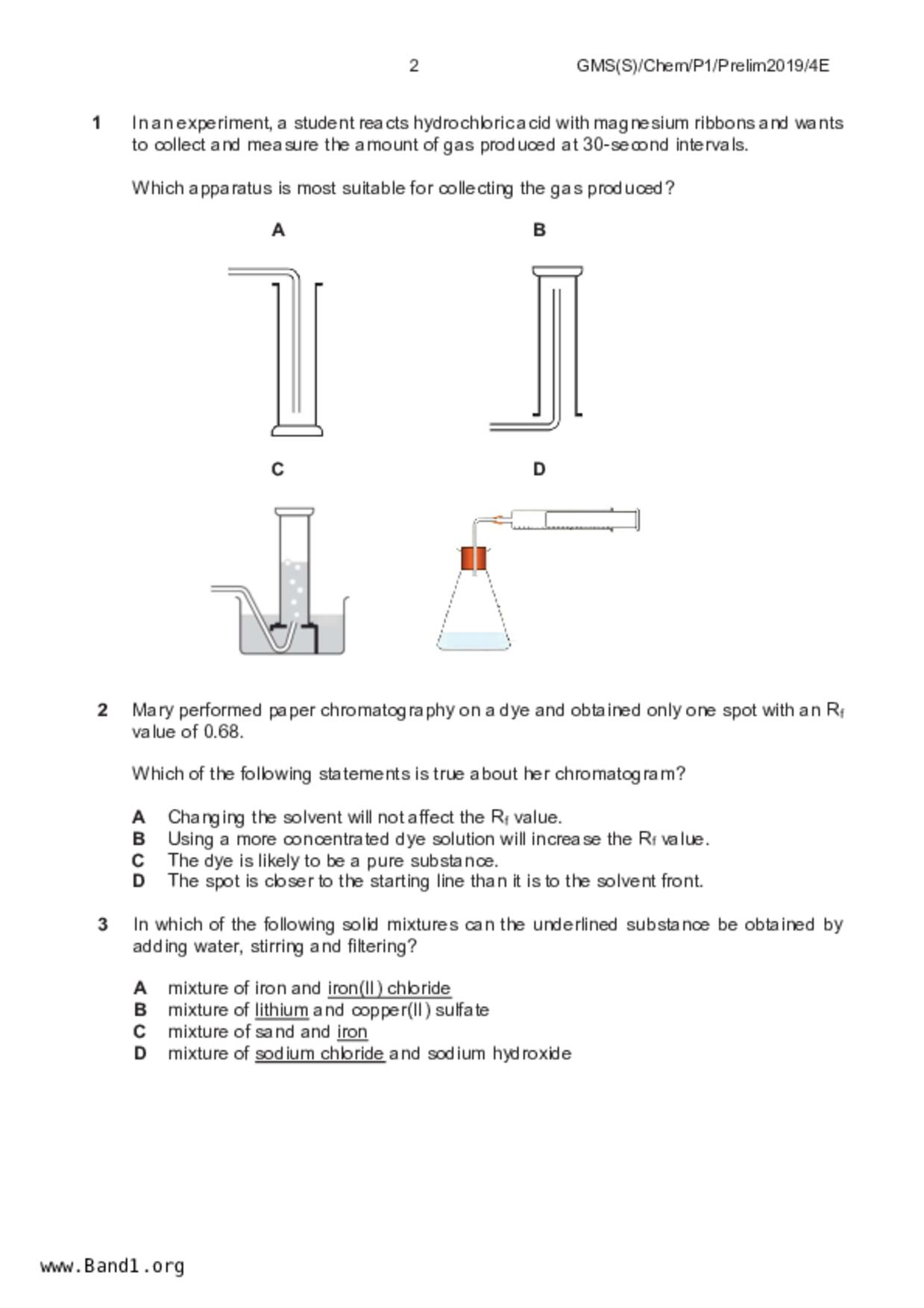 S5Pure Chemistry試卷