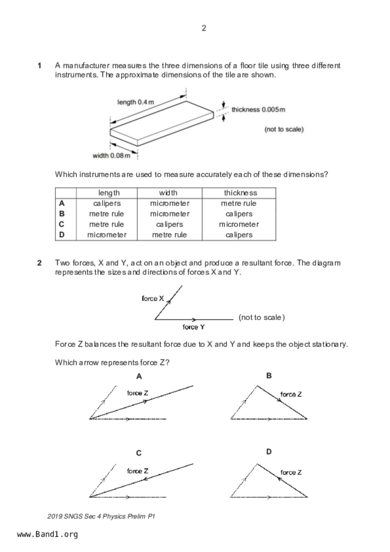 S5Pure Physics試卷