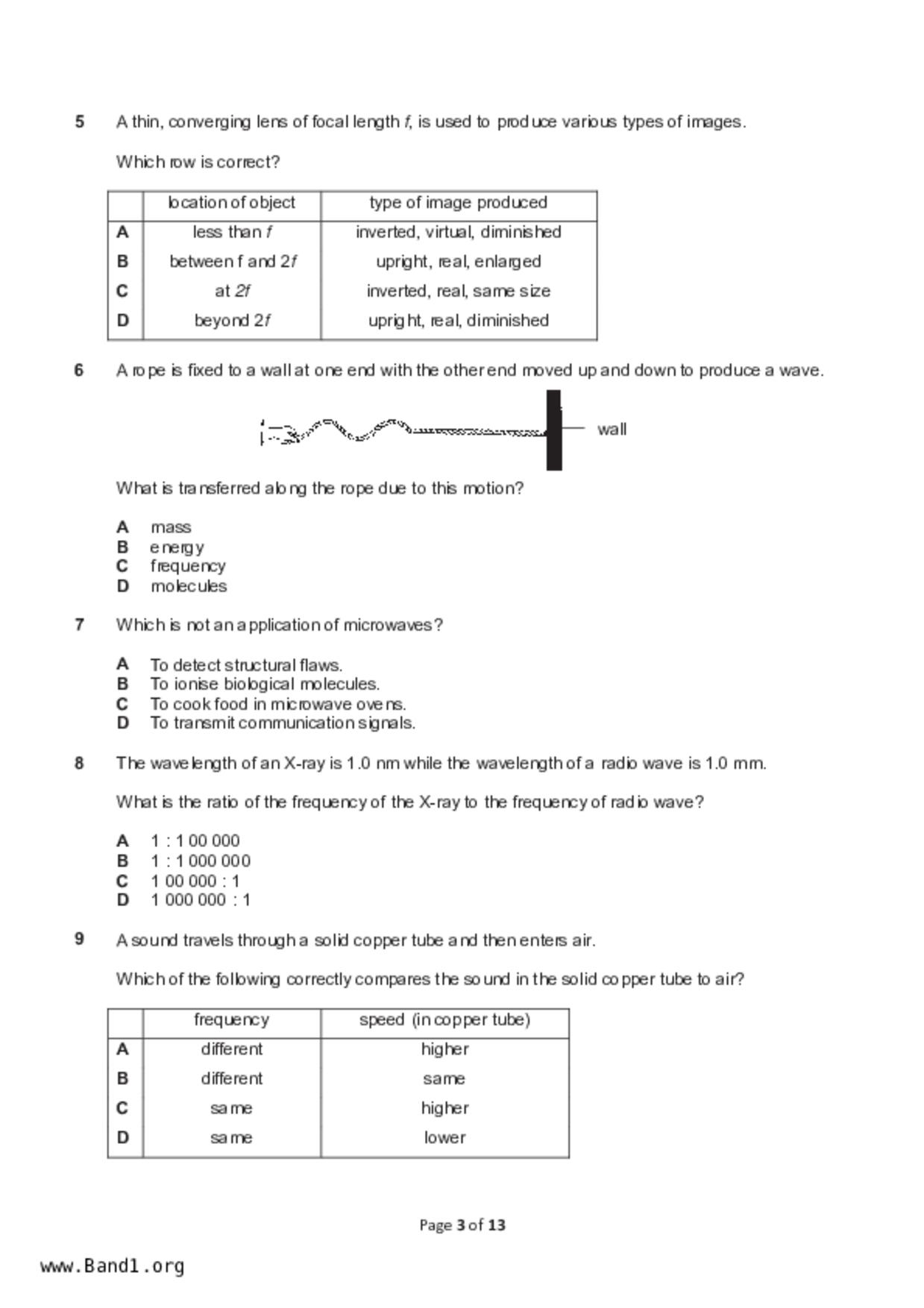 S5Pure Physics試卷