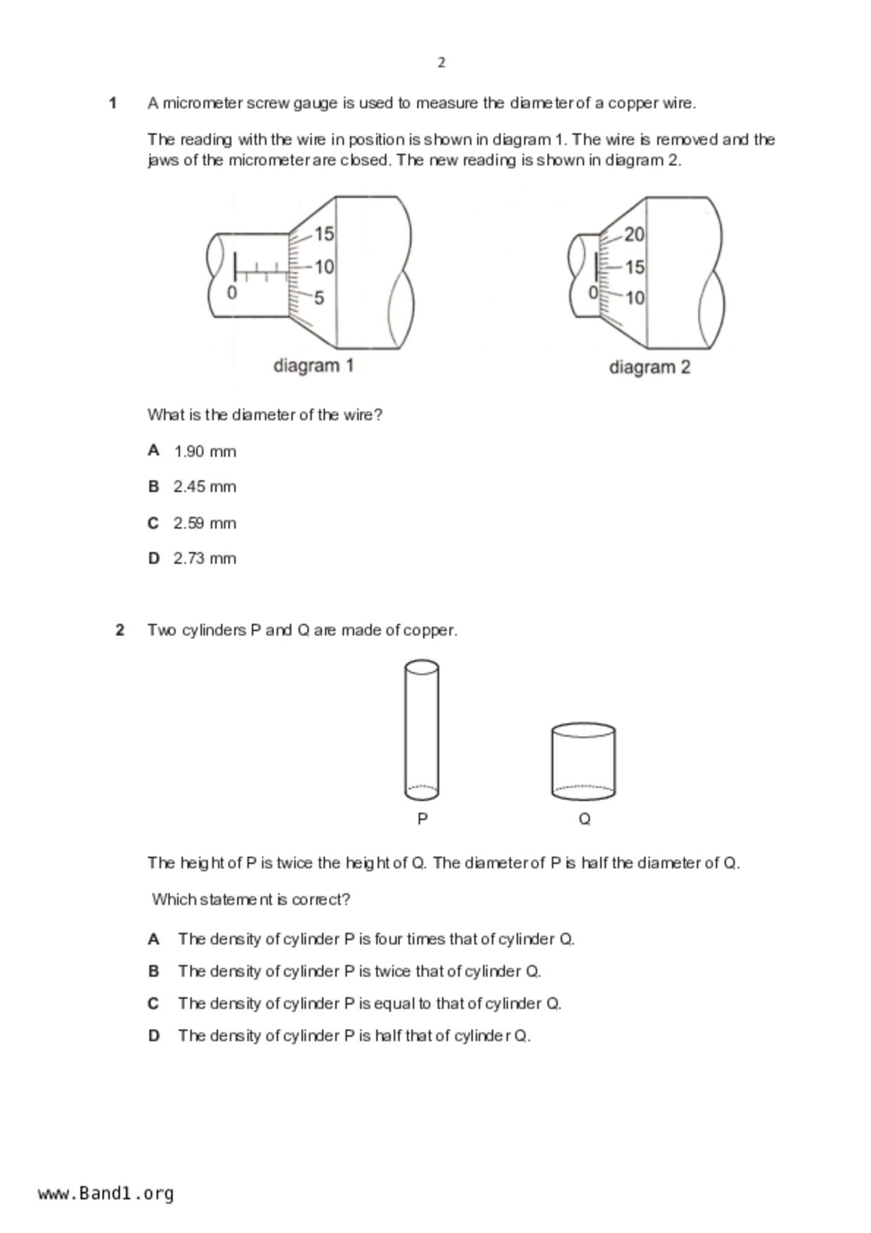 S5Pure Physics試卷