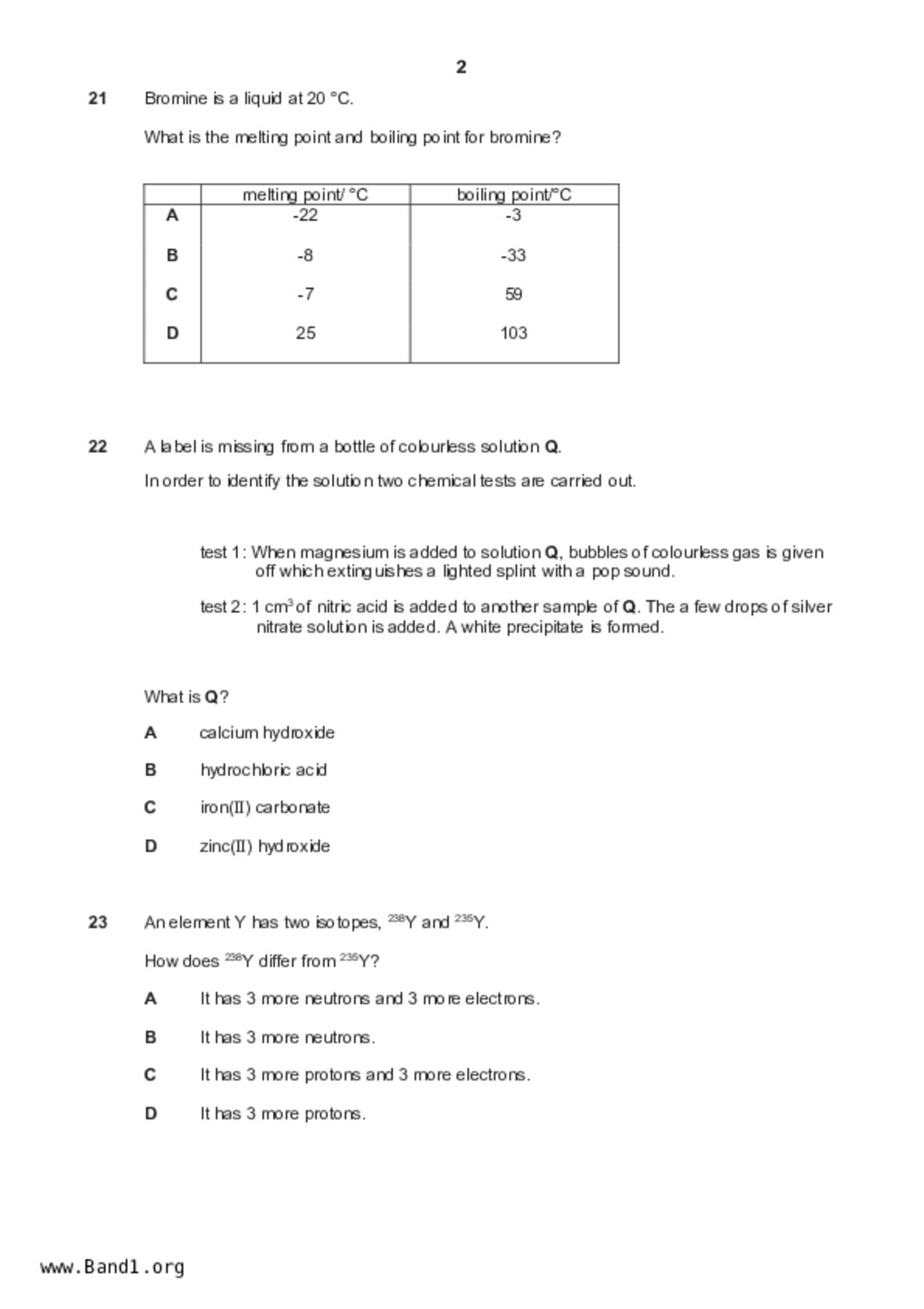 S5Science Chemistry試卷