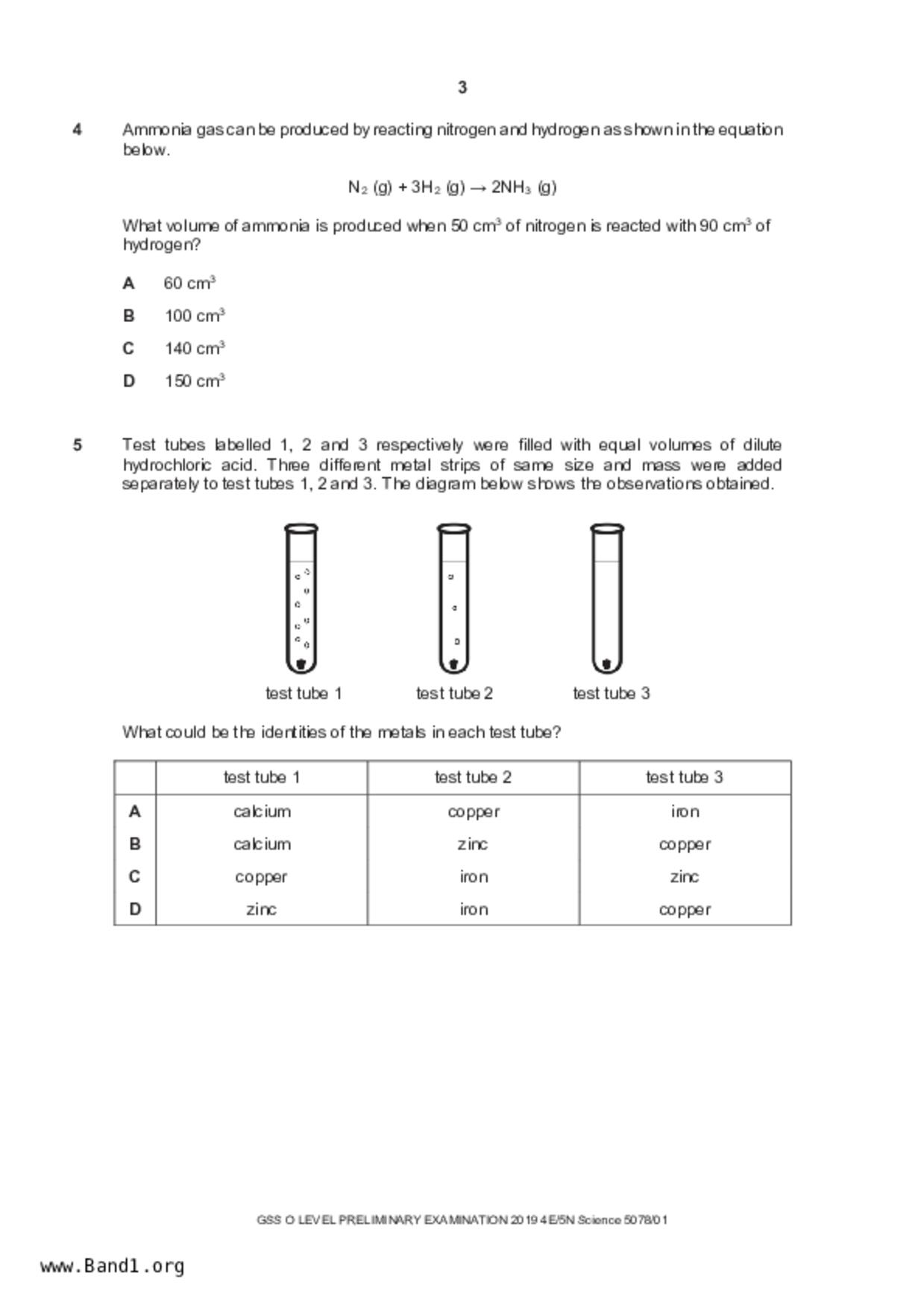 S5Science Chemistry試卷