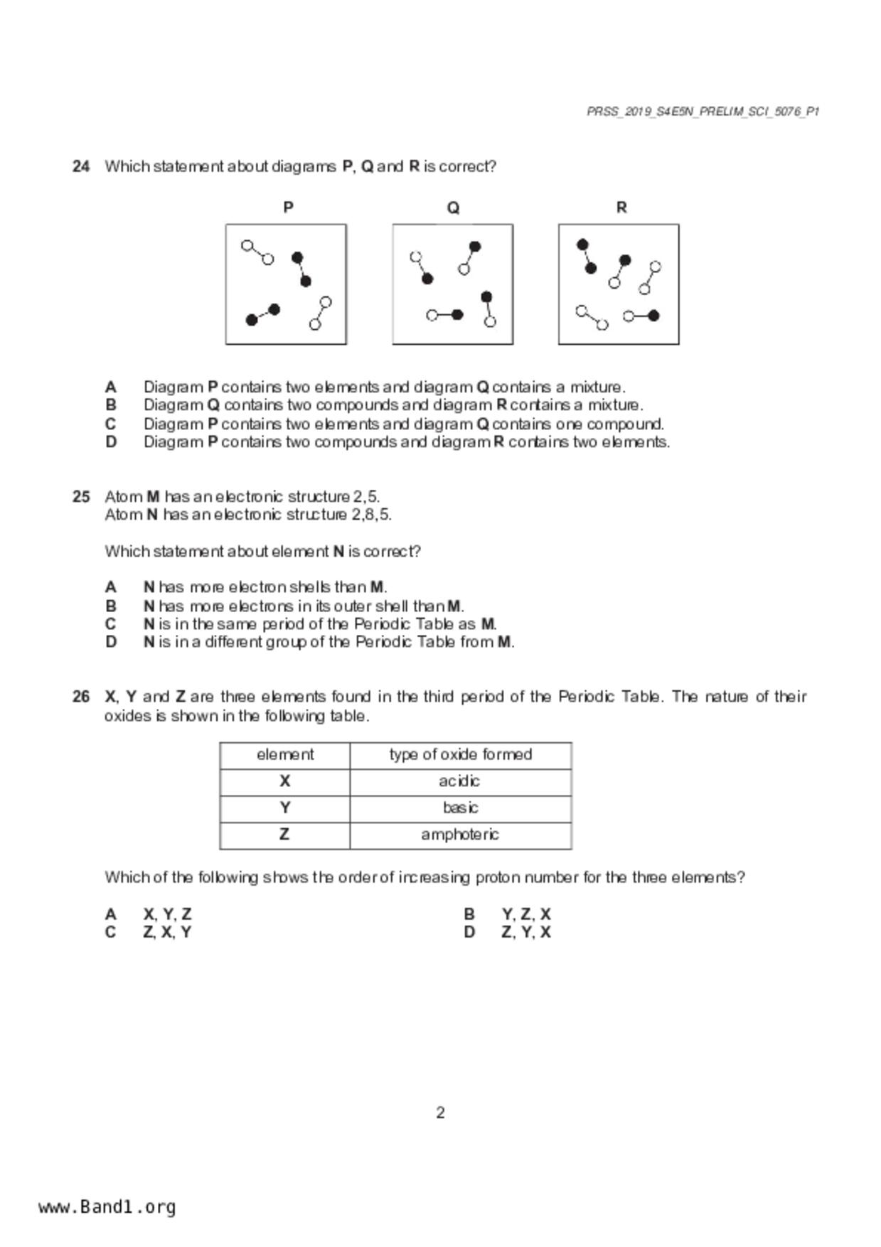 S5Science Chemistry試卷