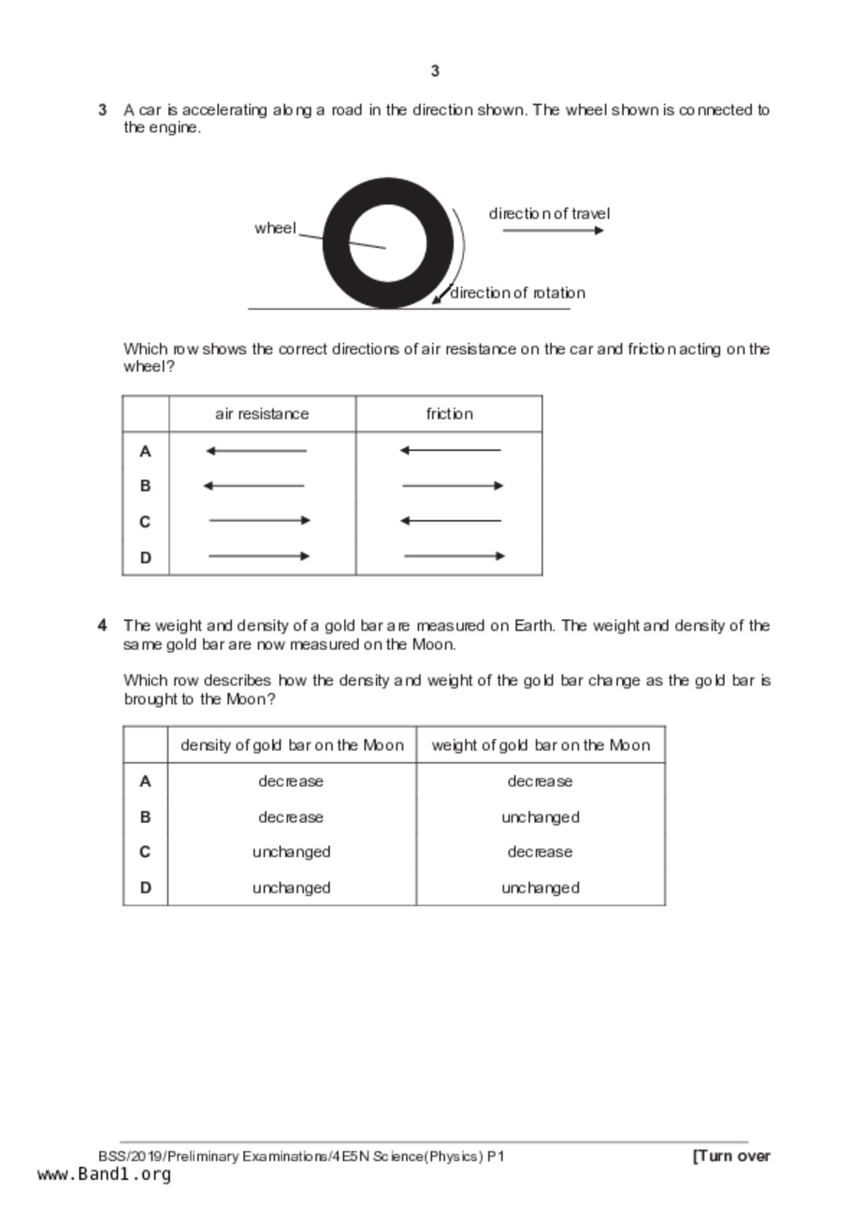 S5Science Physics試卷
