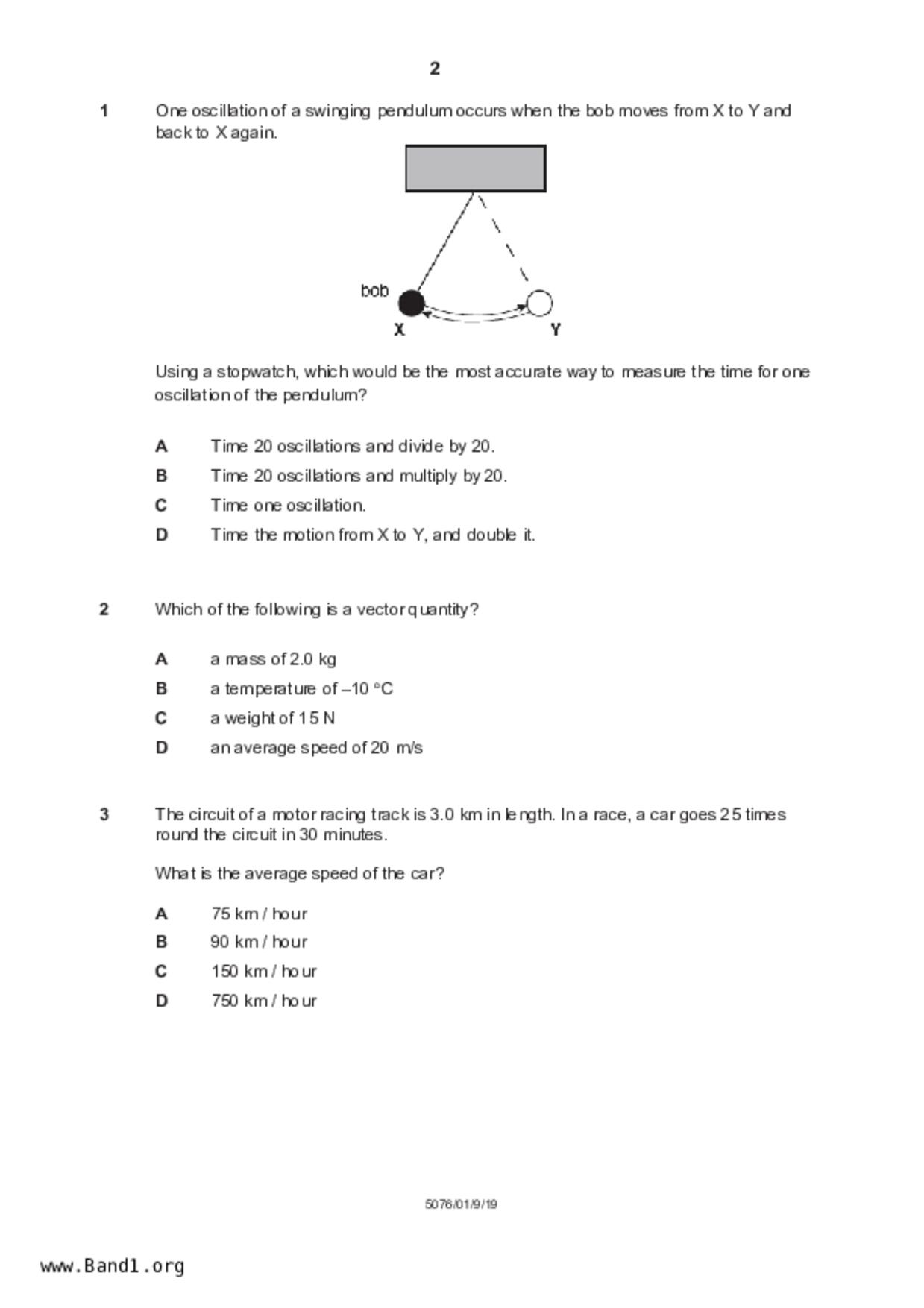 S5Science Physics試卷