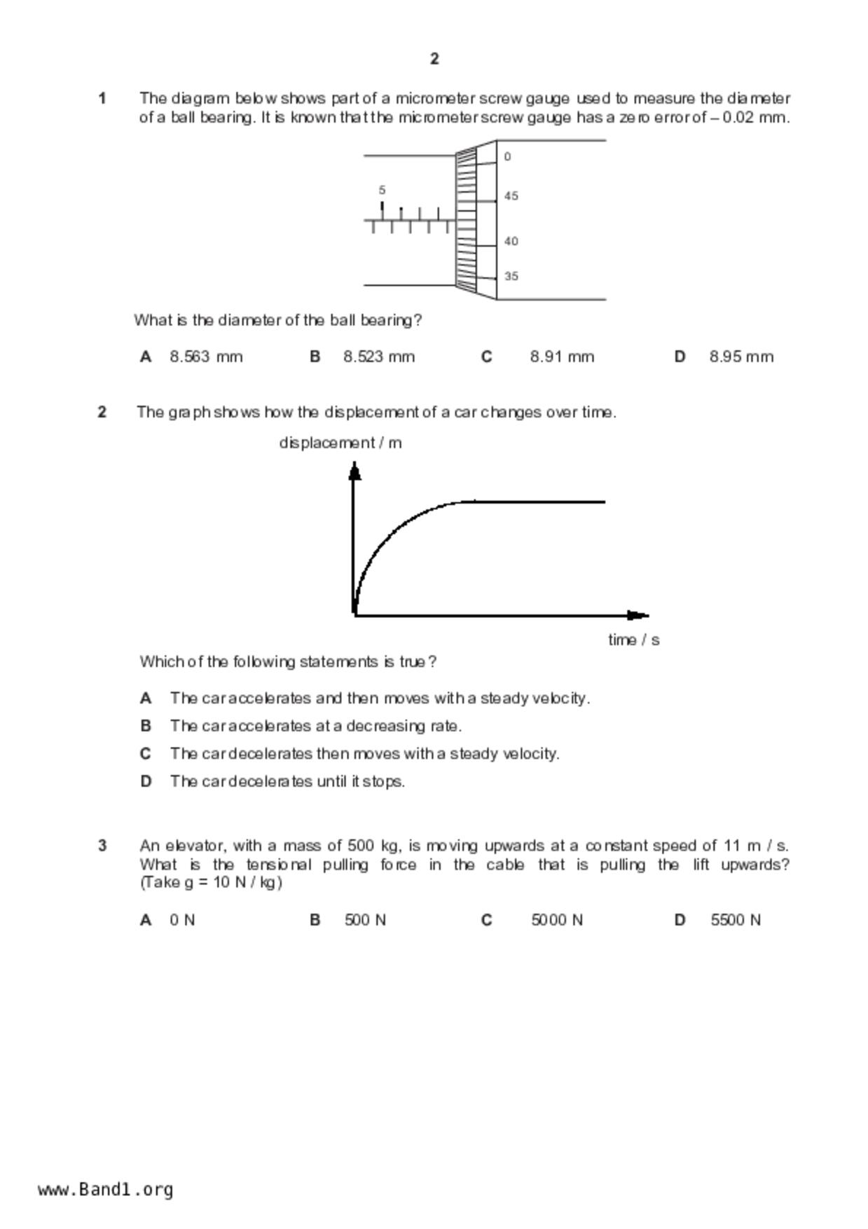 S5Science Physics試卷
