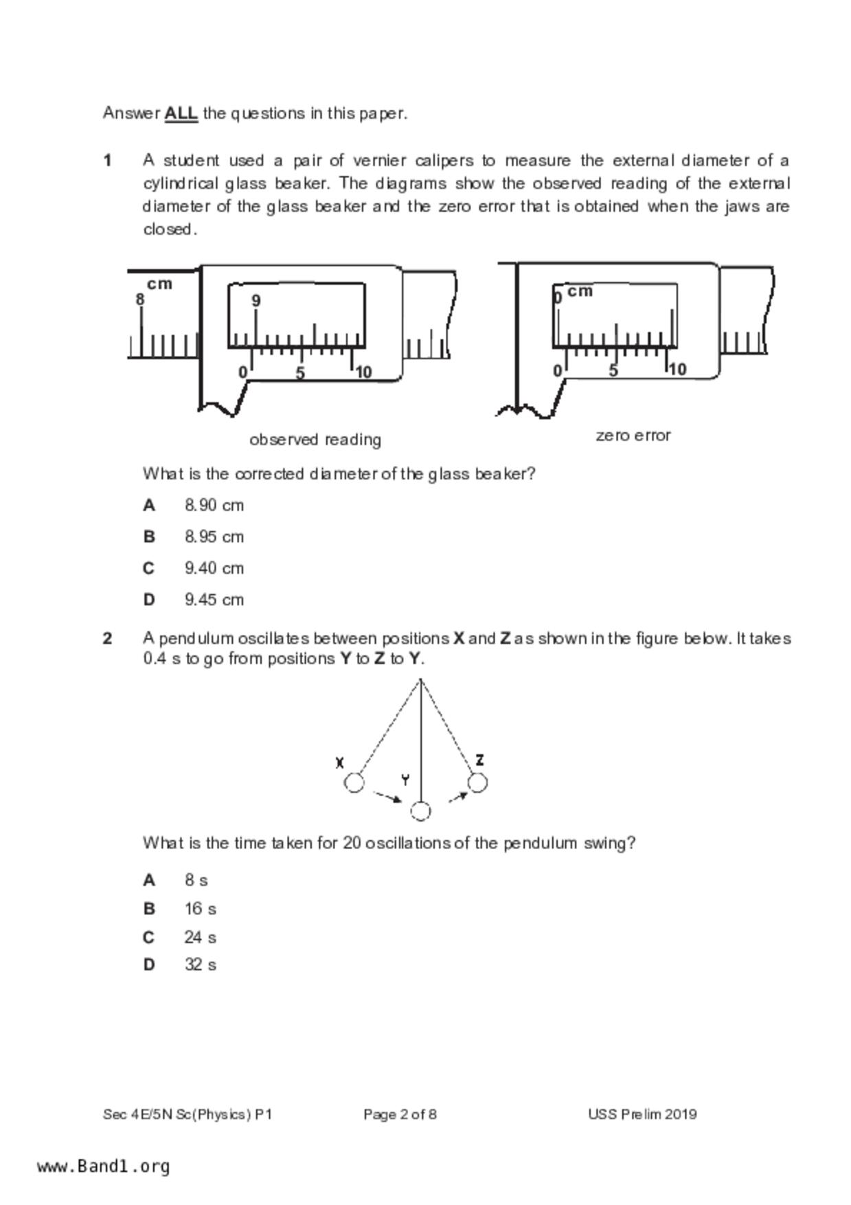 S5Science Physics試卷