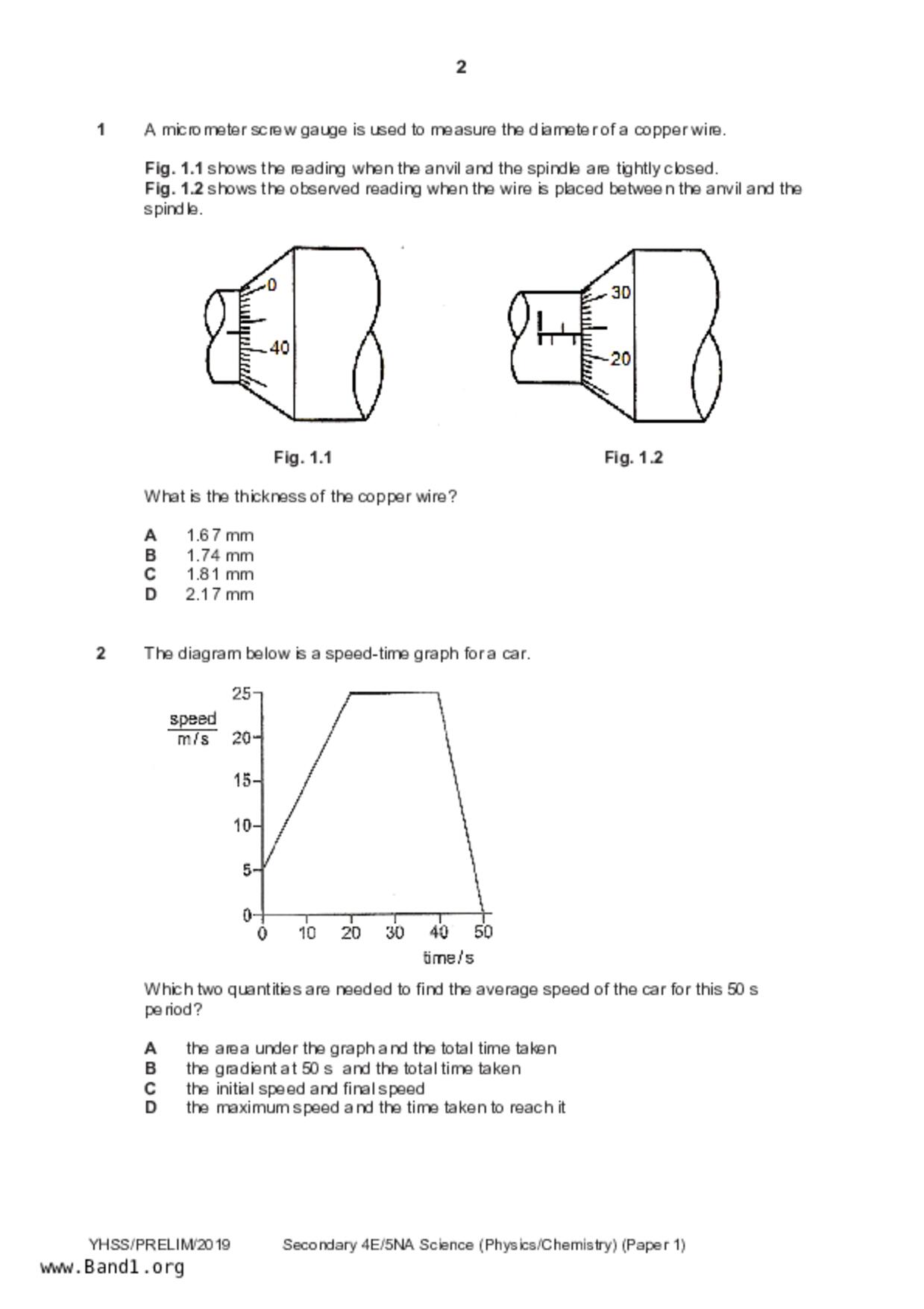 S5Science Physics試卷