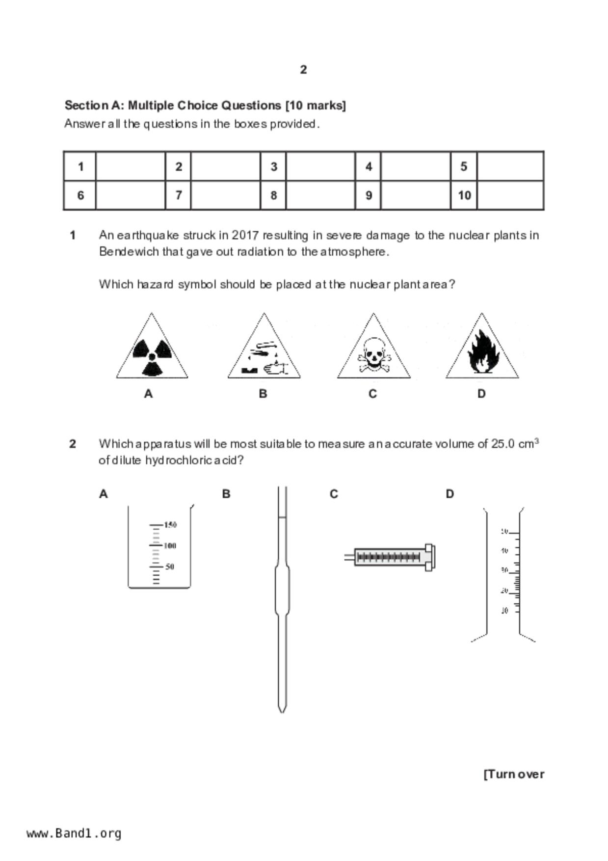 S1Science試卷