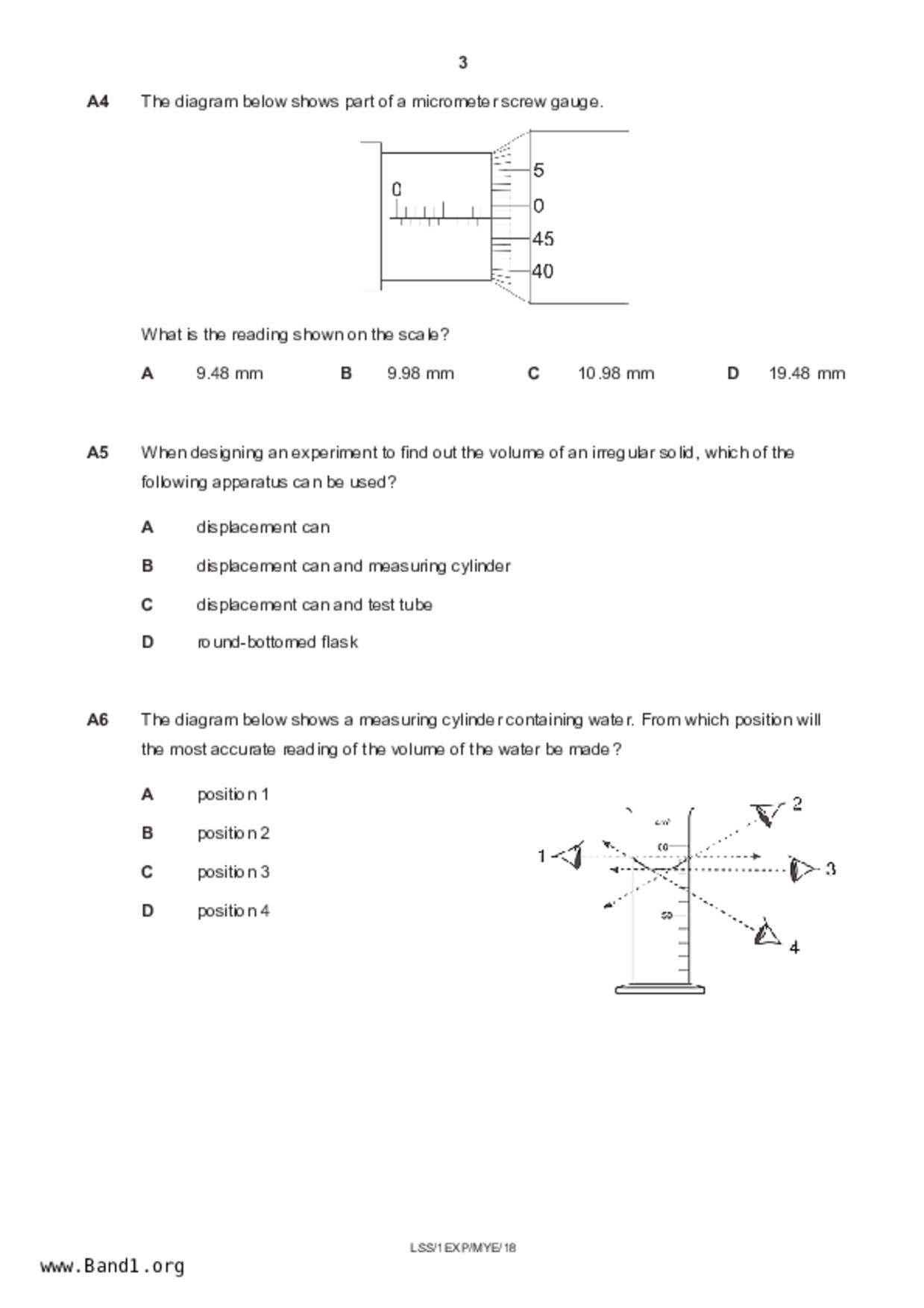S1Science試卷